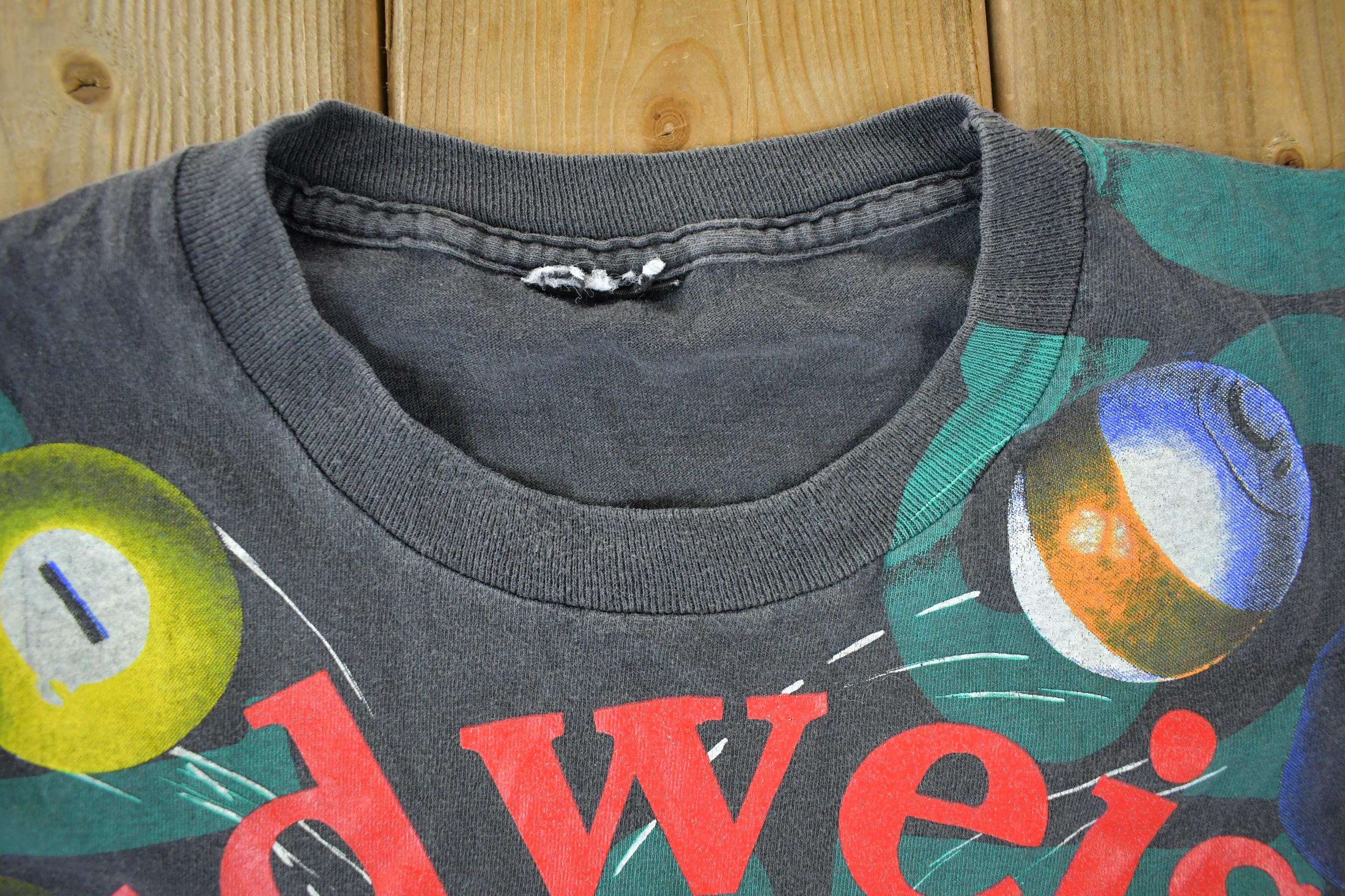 Vintage 1992 Budweiser Billiards Pool All Over Print Graphic T-Shirt Men's Large - Image 5
