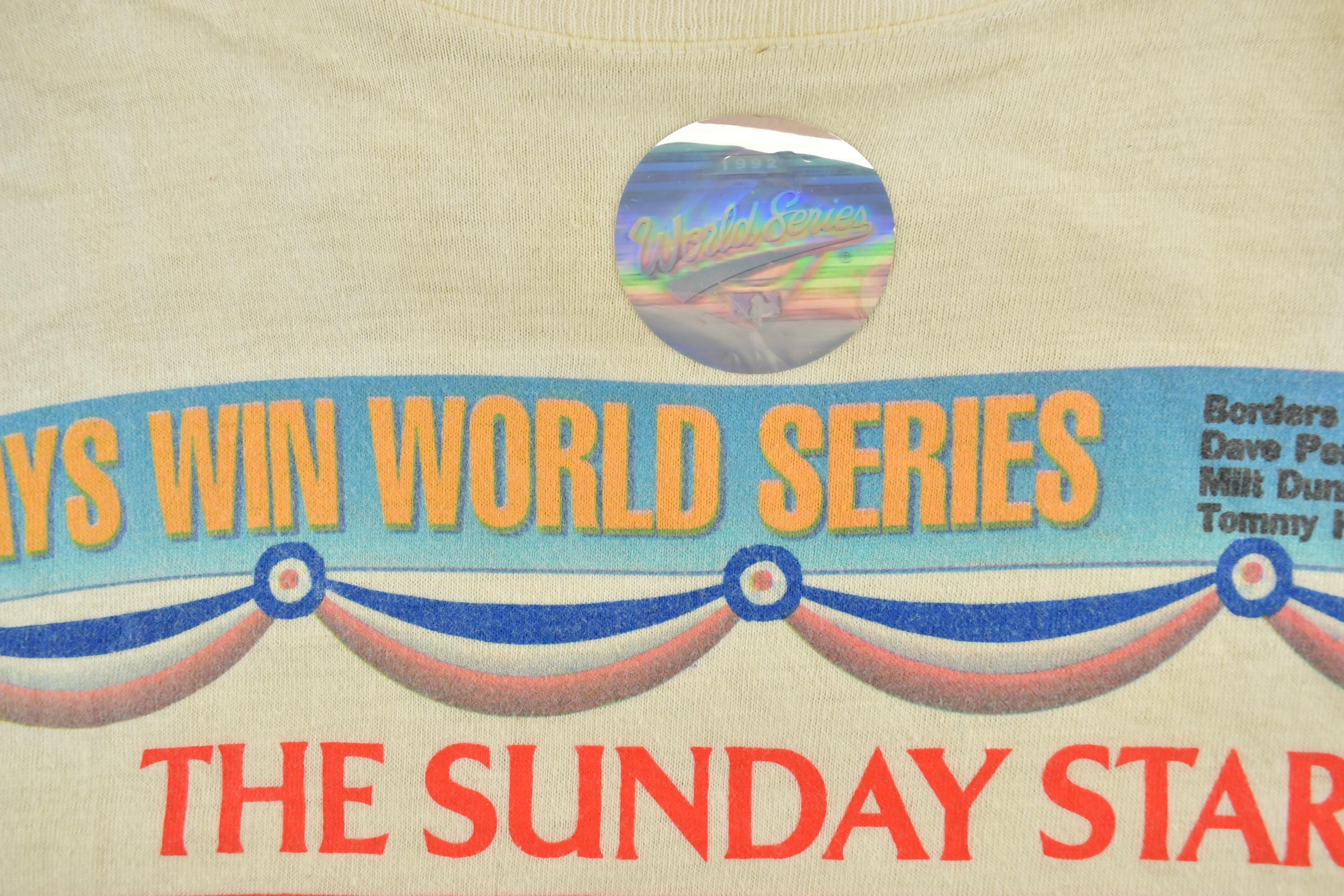 Vintage 1992 Deadstock Toronto Blue Jays World Series Sunday Star MLB Souvenir T-Shirt Men's XL - Image 5