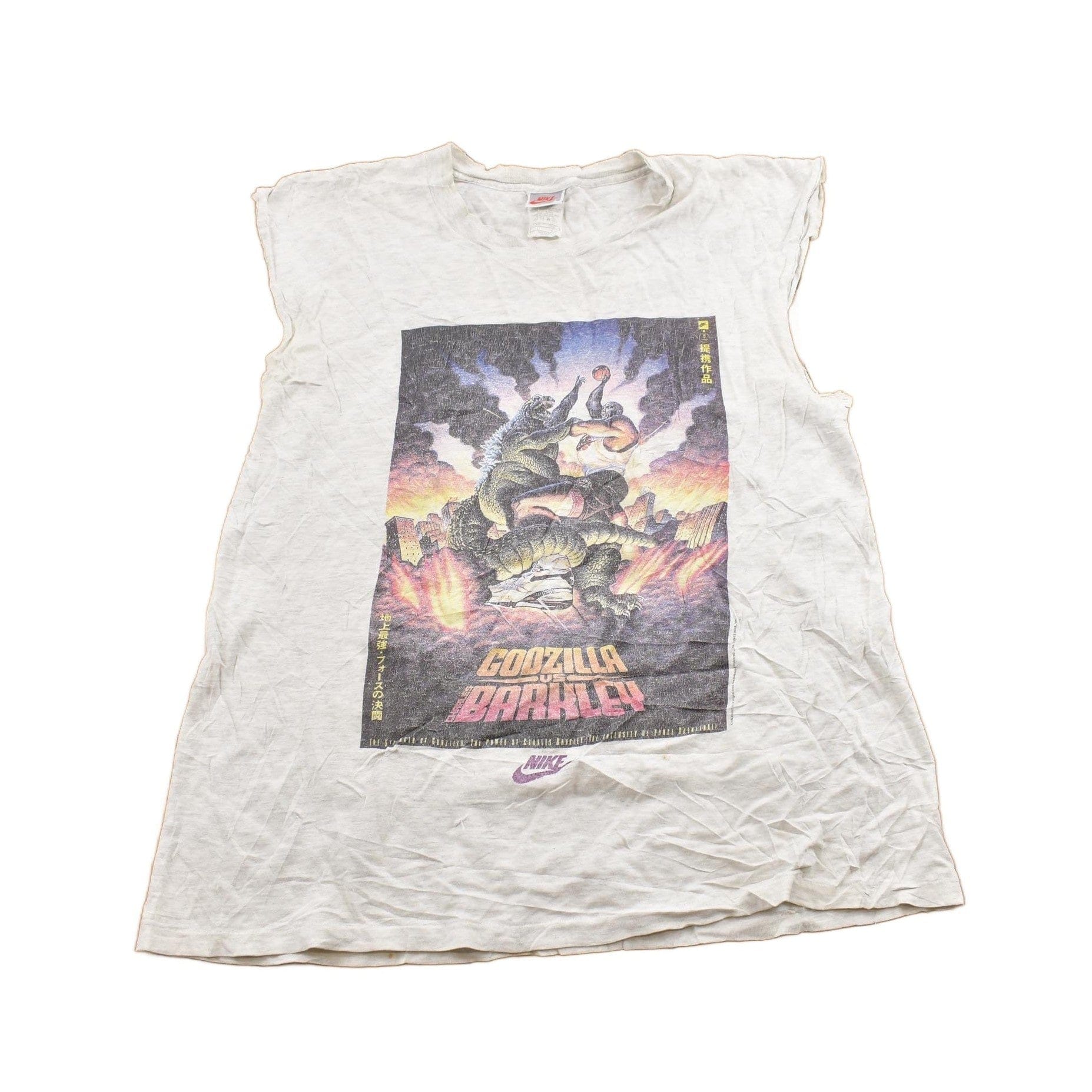 Vintage 1992 Godzilla VS Charles Barkley NIke Gray Tag Graphic T-Shirt Men's Medium