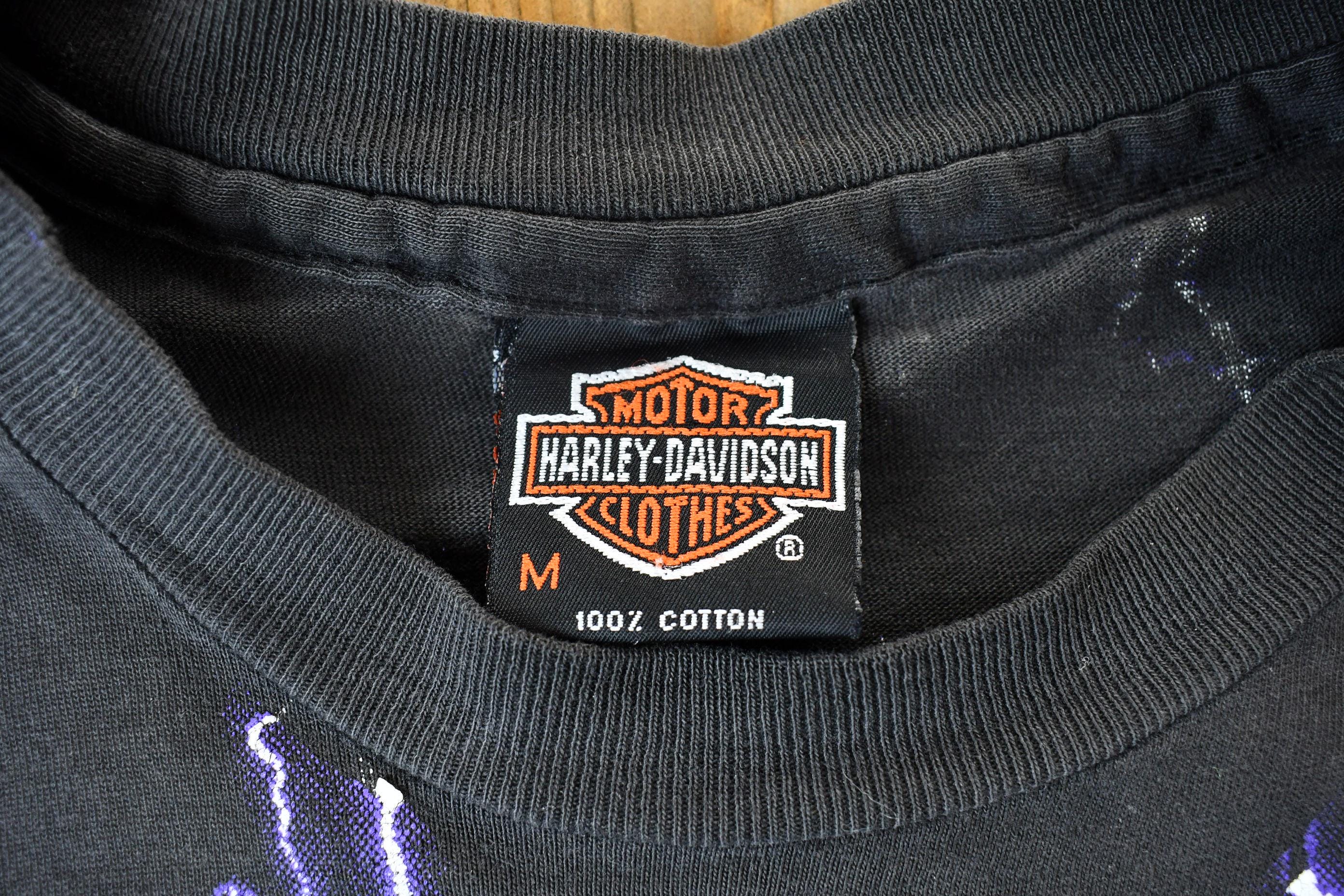 Vintage 1992 Harley Davidson Motorcycles Thunder & Lightning All Over Print T-Shirt Men's Medium - Image 7