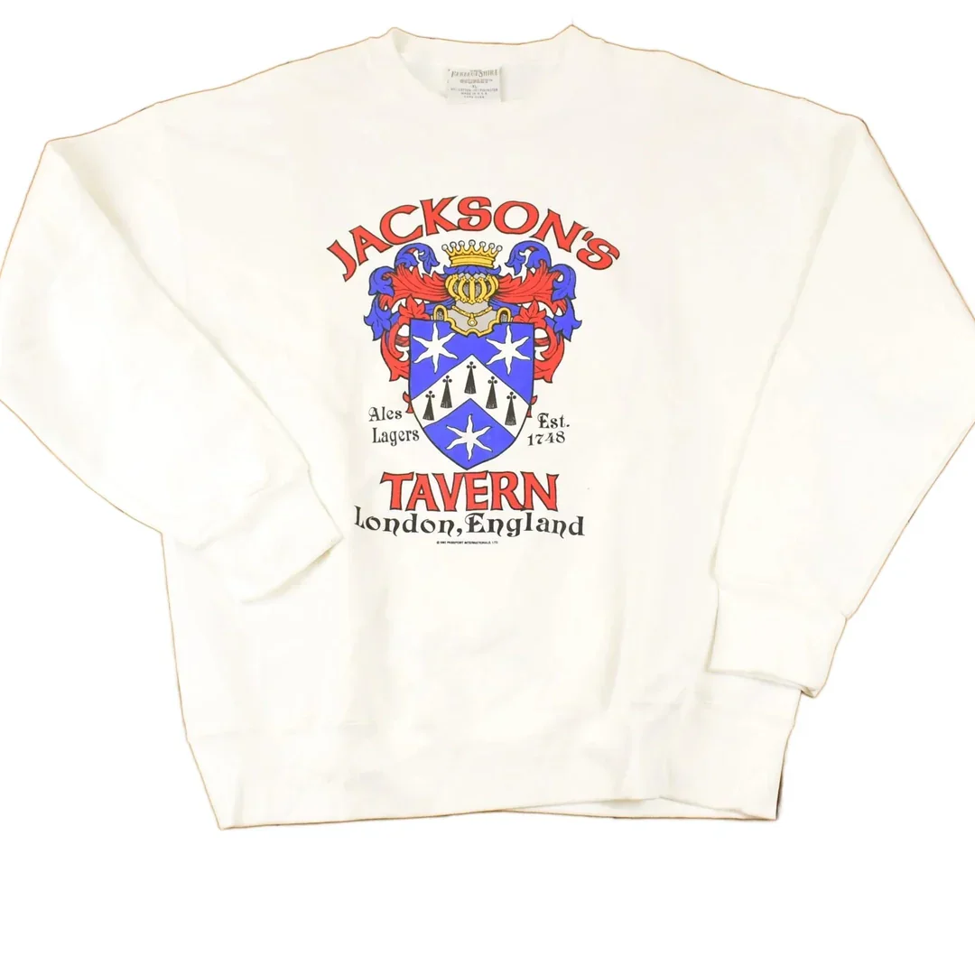 Vintage 1992 Jackson's Tavern London England Graphic Print Crewneck Sweatshirt Mens XL