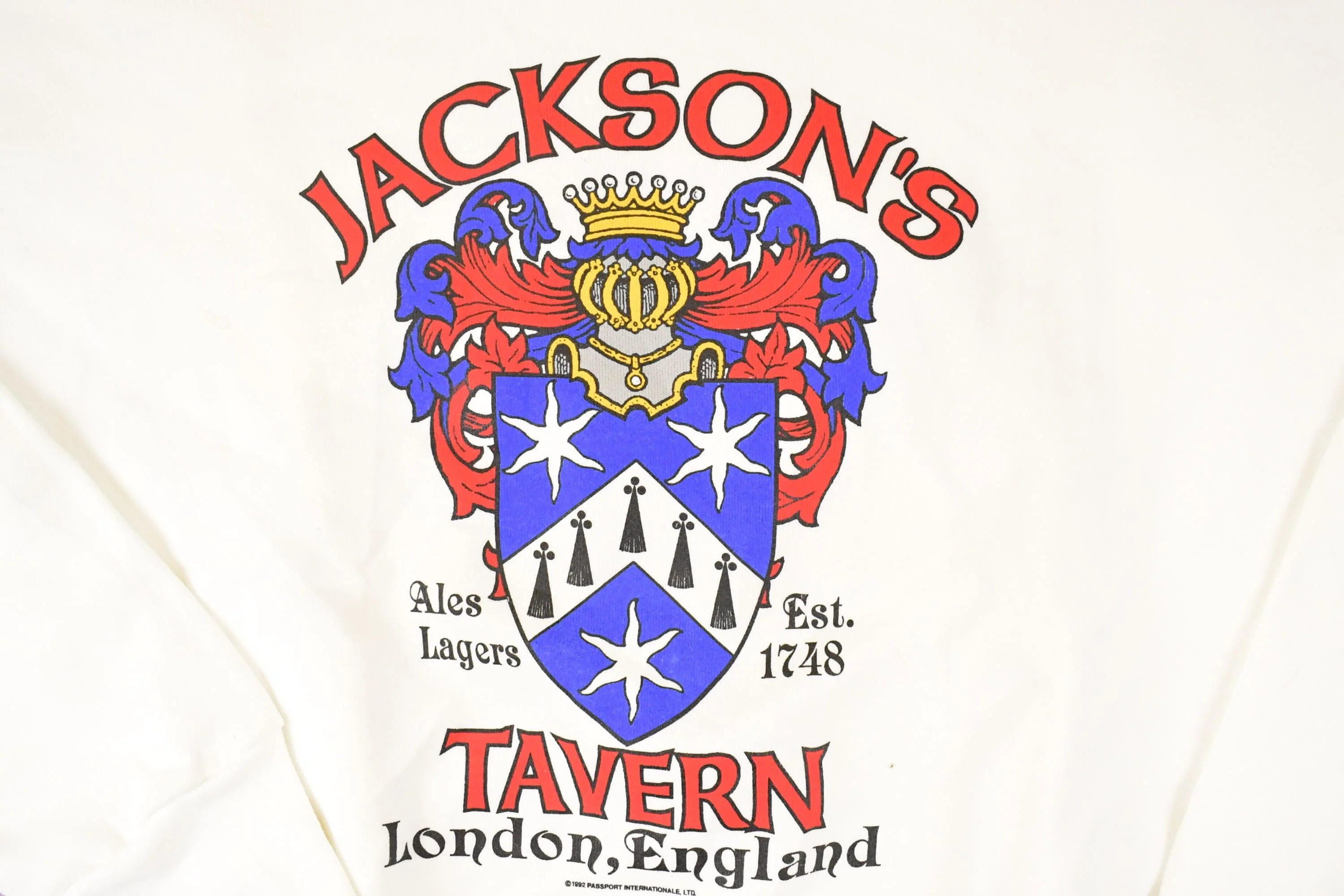 Vintage 1992 Jackson's Tavern London England Graphic Print Crewneck Sweatshirt Mens XL - Image 3