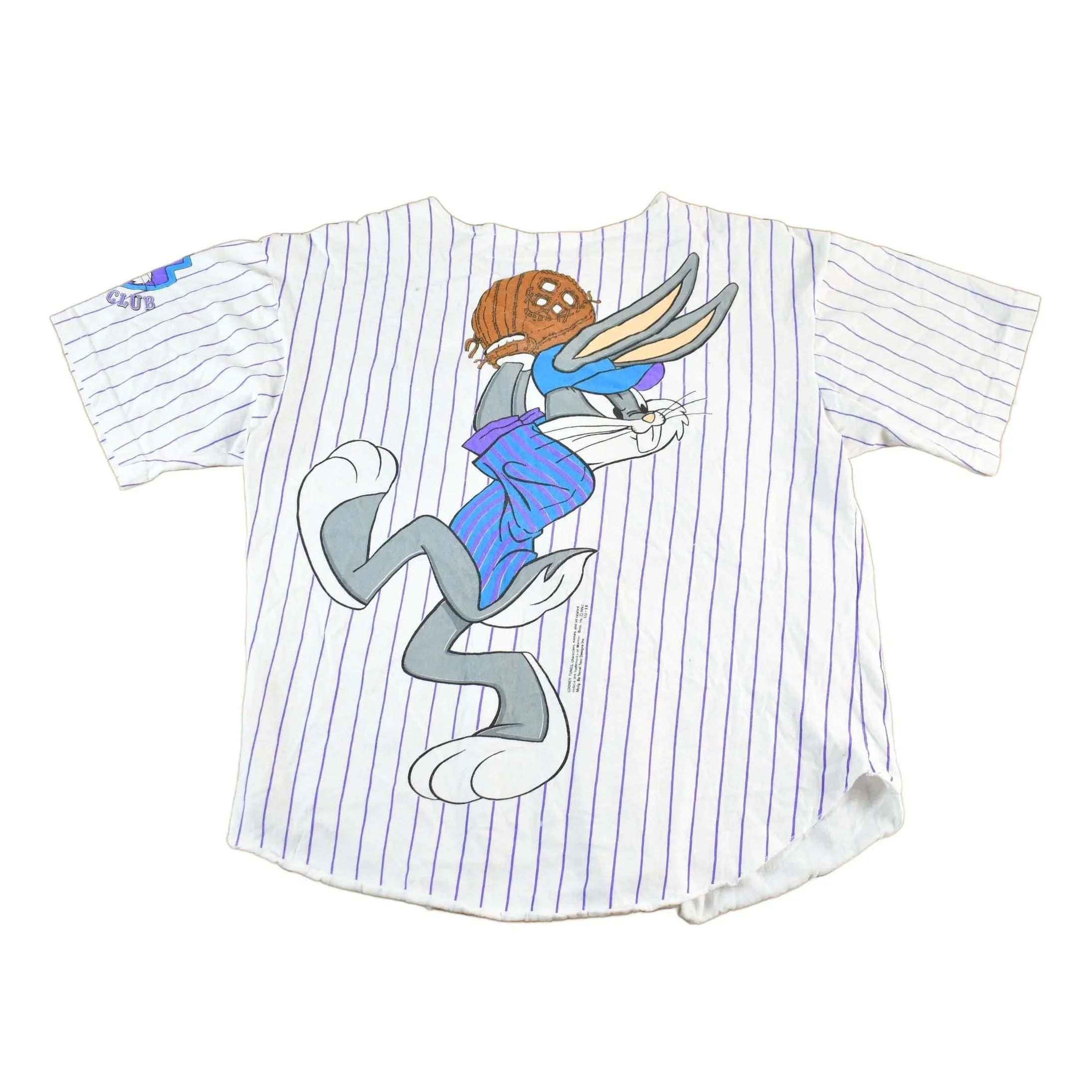 Vintage 1992 Looney Tunes Bugs Bunny Baseball Jersey Shirt Men's Medium - Image 2