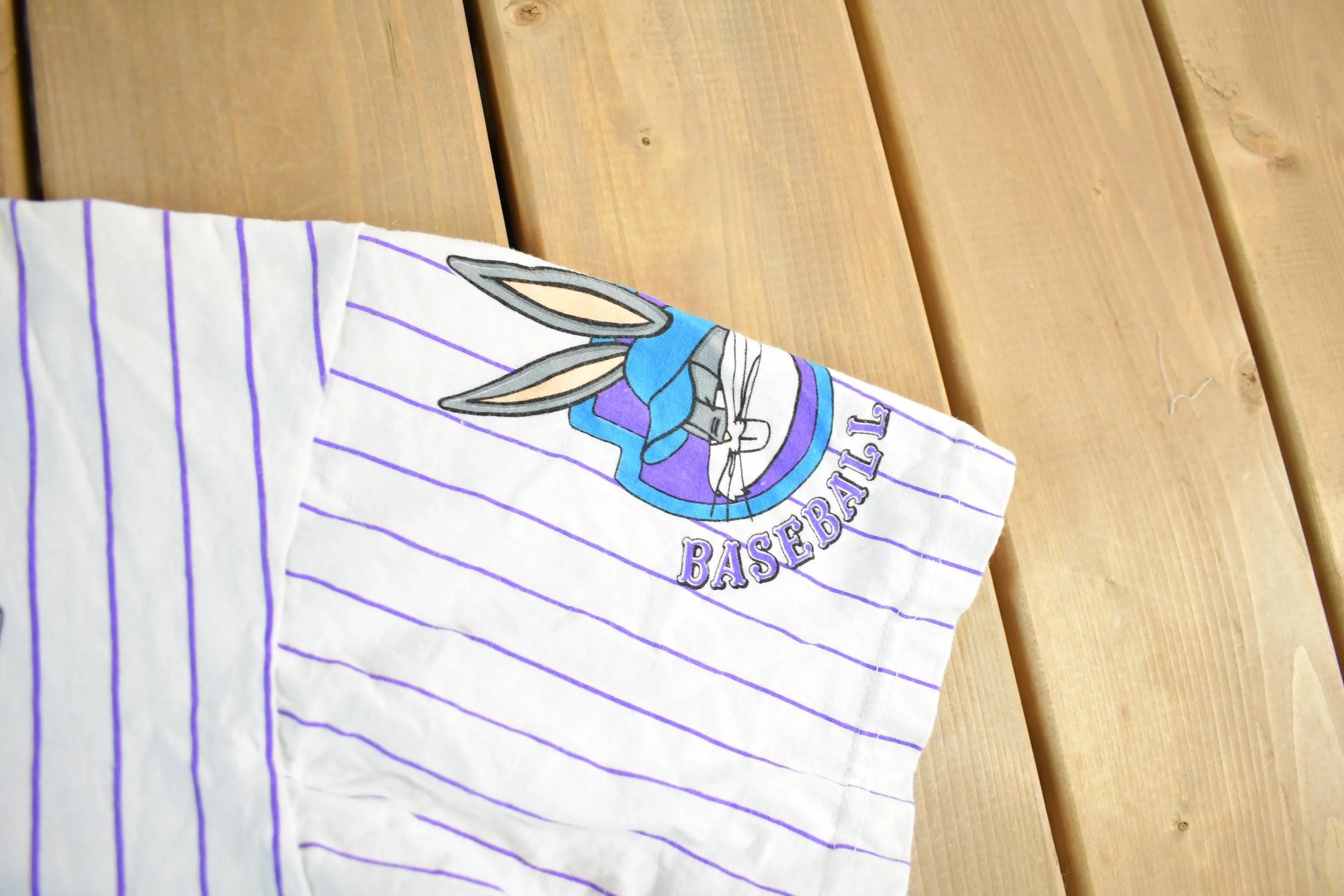 Vintage 1992 Looney Tunes Bugs Bunny Baseball Jersey Shirt Men's Medium - Image 4