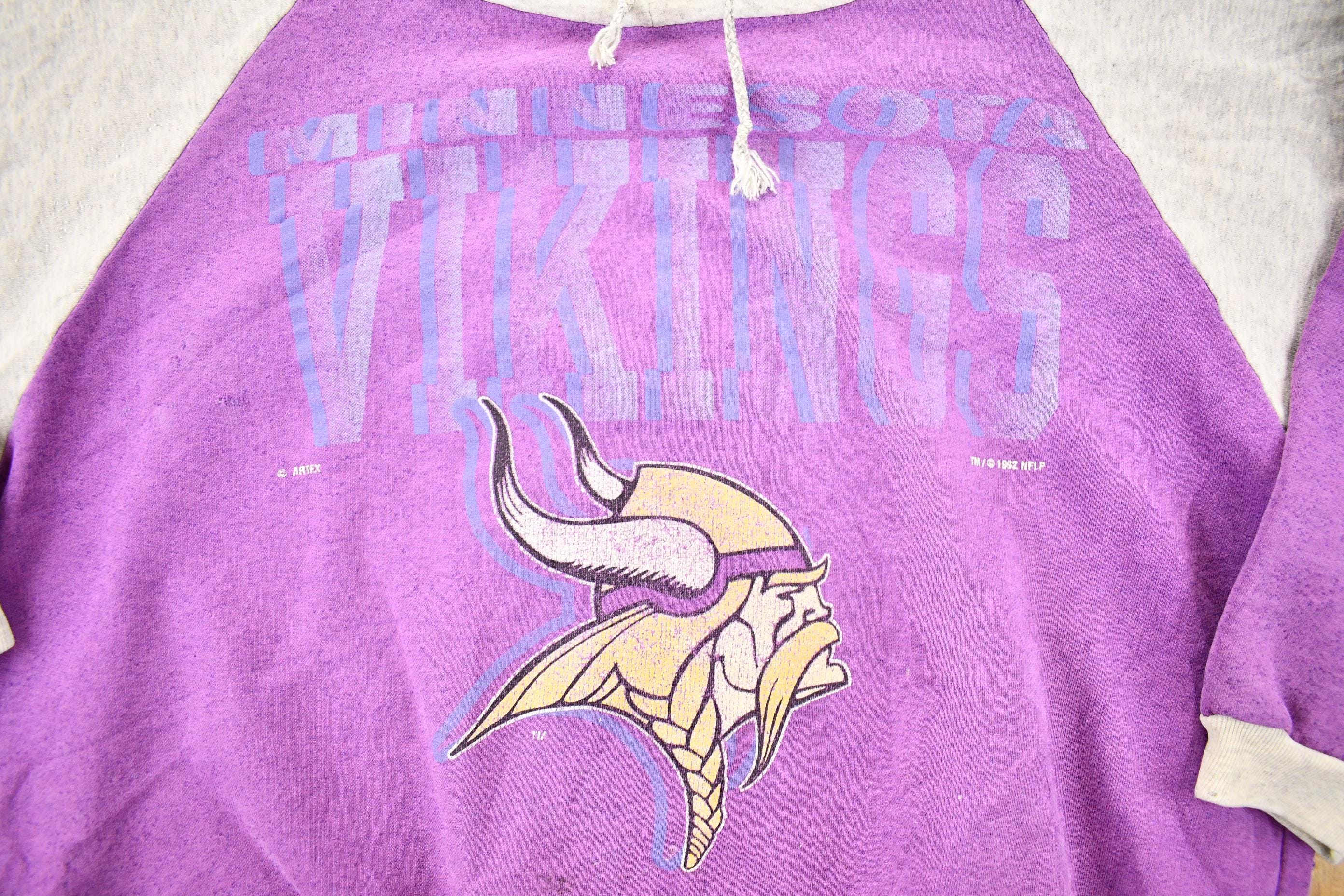 Vintage 1992 Minnesota Vikings NFL Hoodie Sweatshirt Men's L - Image 3