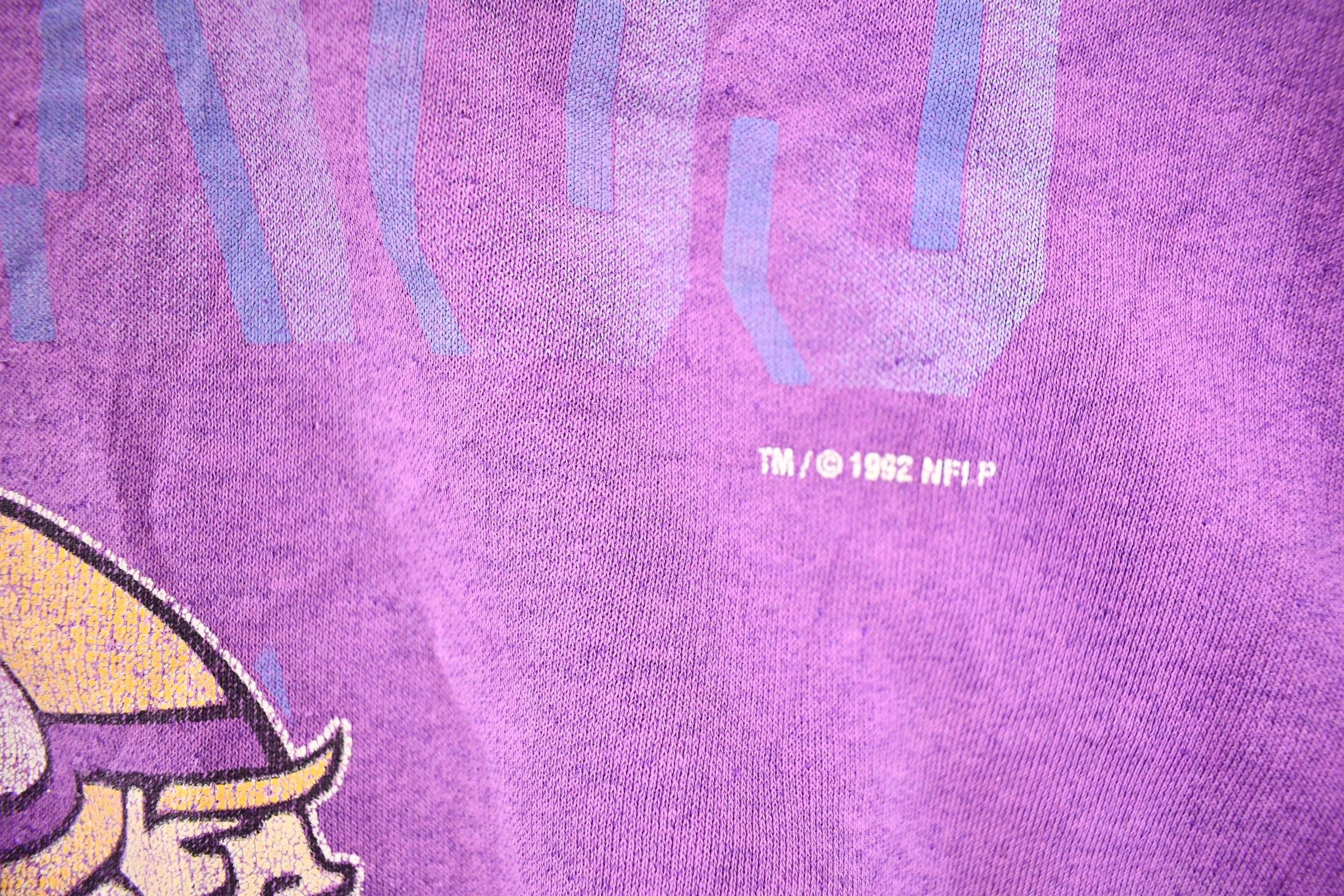 Vintage 1992 Minnesota Vikings NFL Hoodie Sweatshirt Men's L - Image 5