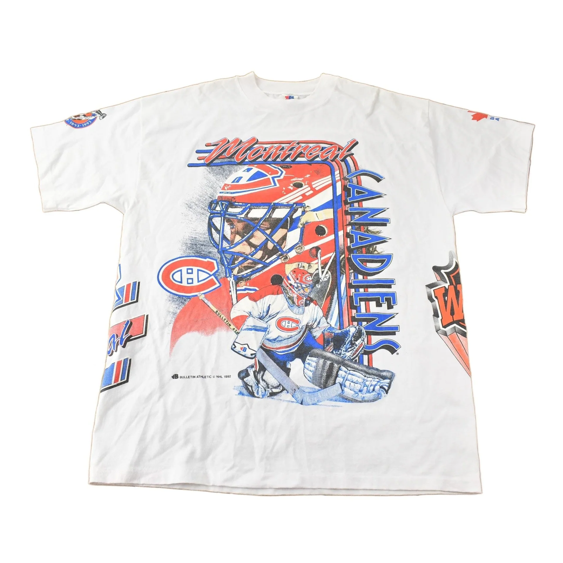 Vintage 1992 Montreal Canadiens NHL All Over Print Graphic T-Shirt Men's 3XL