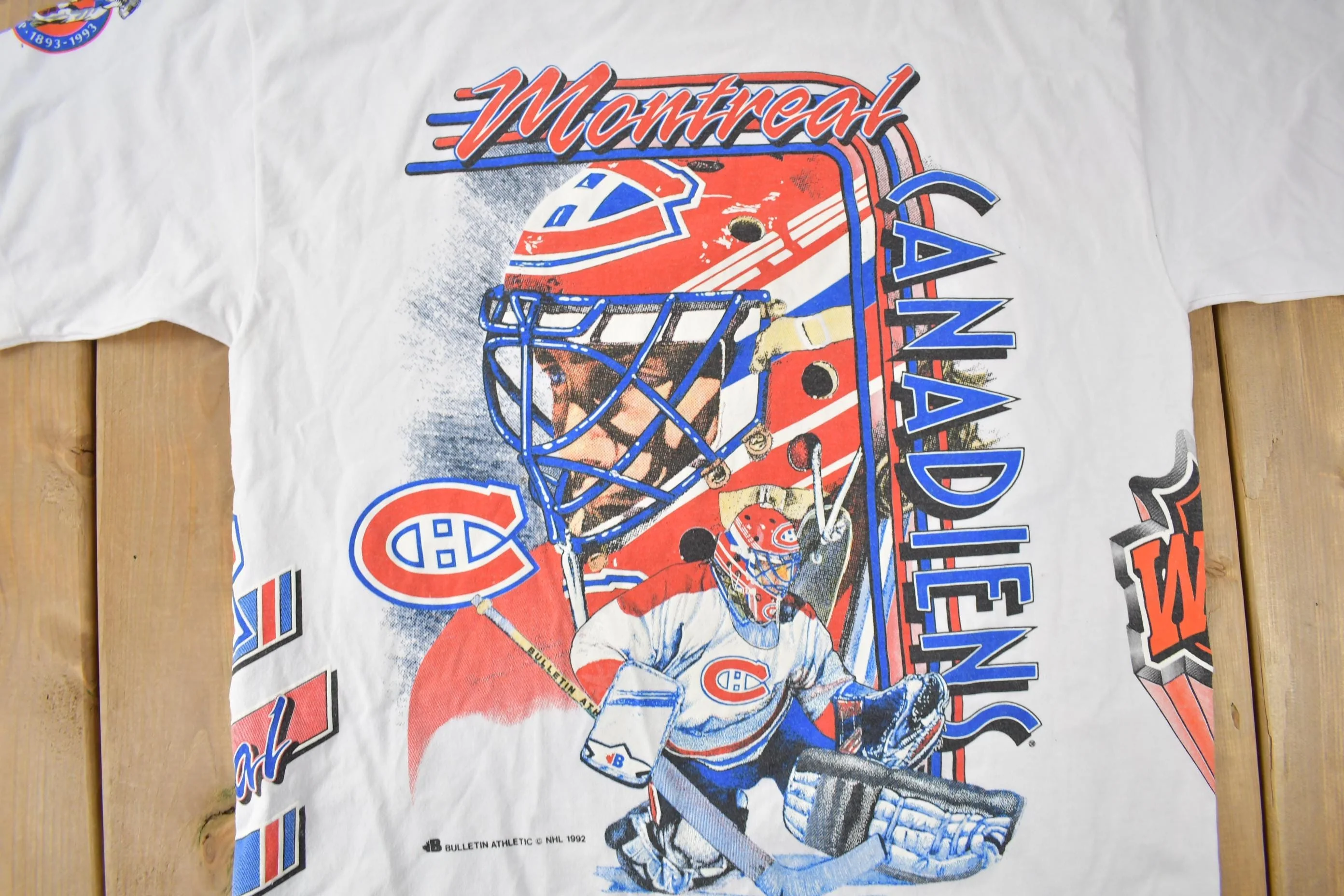 Vintage 1992 Montreal Canadiens NHL All Over Print Graphic T-Shirt Men's 3XL - Image 3