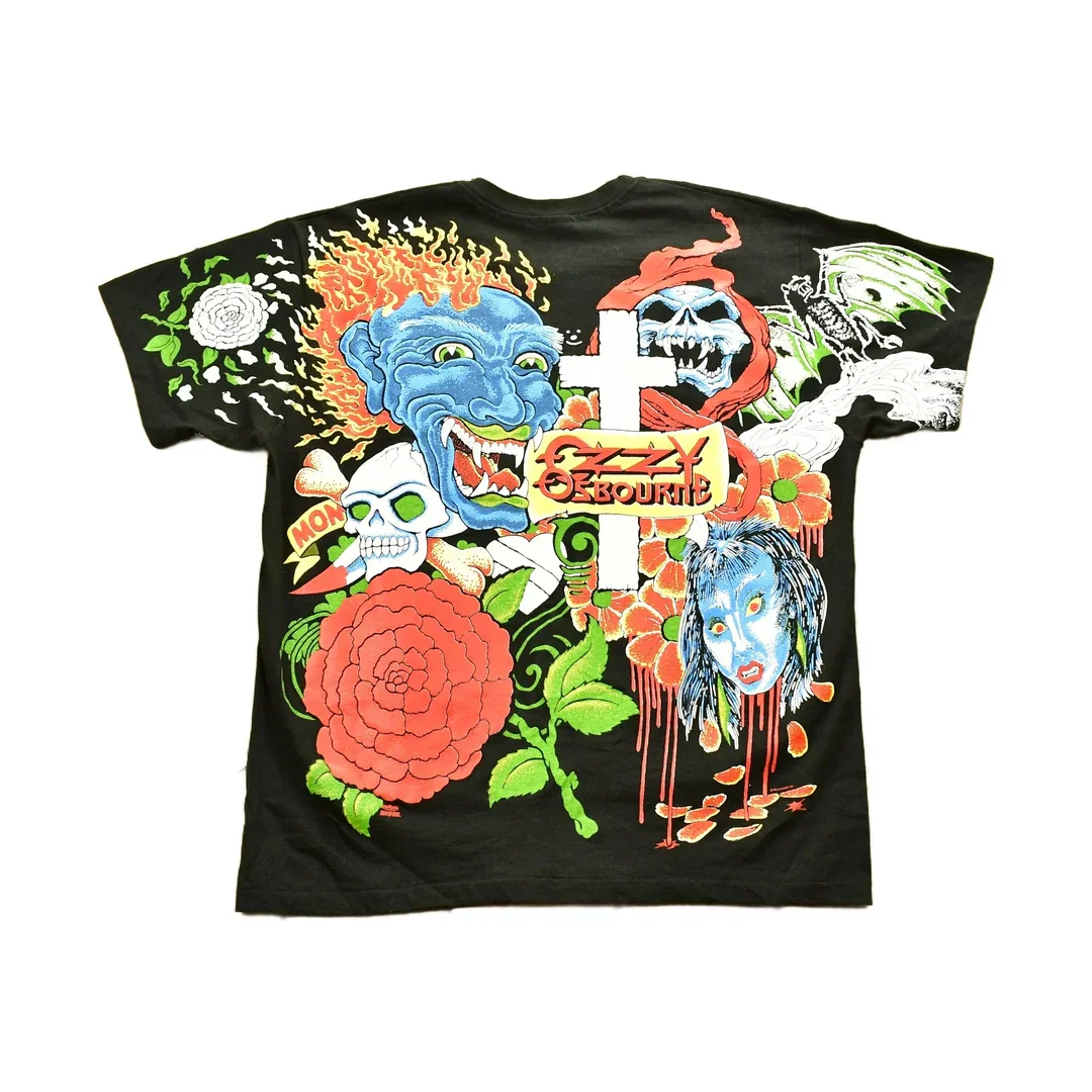 Vintage 1992 Ozzy Osbourne No More Tours T-Shirt All Over Print Band Men's Large - Image 2