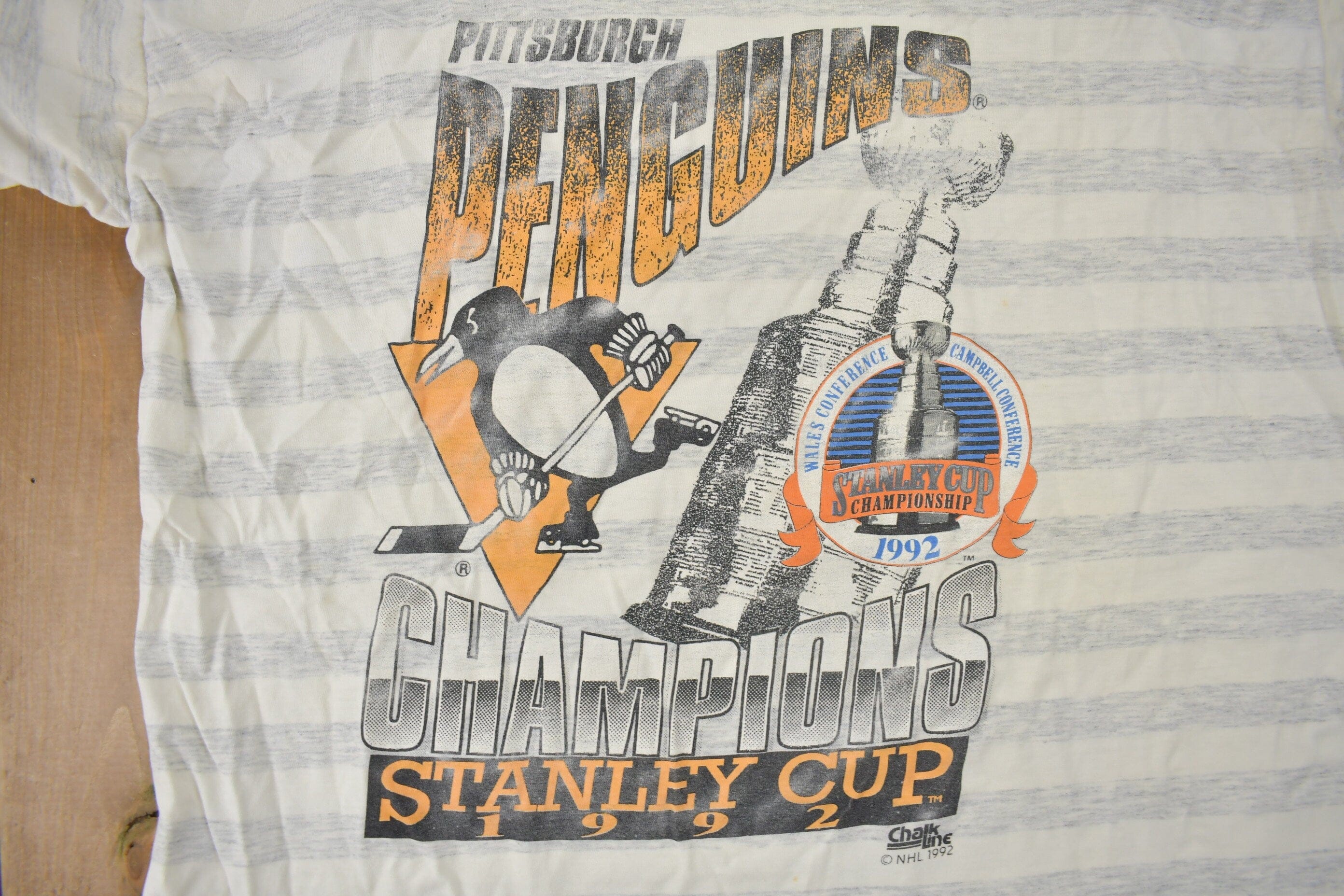 Vintage 1992 Pittsburgh Penguins NHL Stanley Cup T-Shirt Men's XL - Image 3
