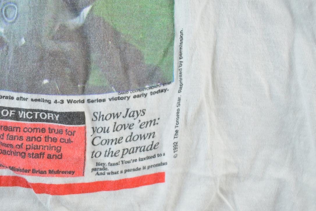 Vintage 1992 Toronto Blue Jays World Series Sunday Star MLB Graphic T-Shirt Men's Large - Image 5
