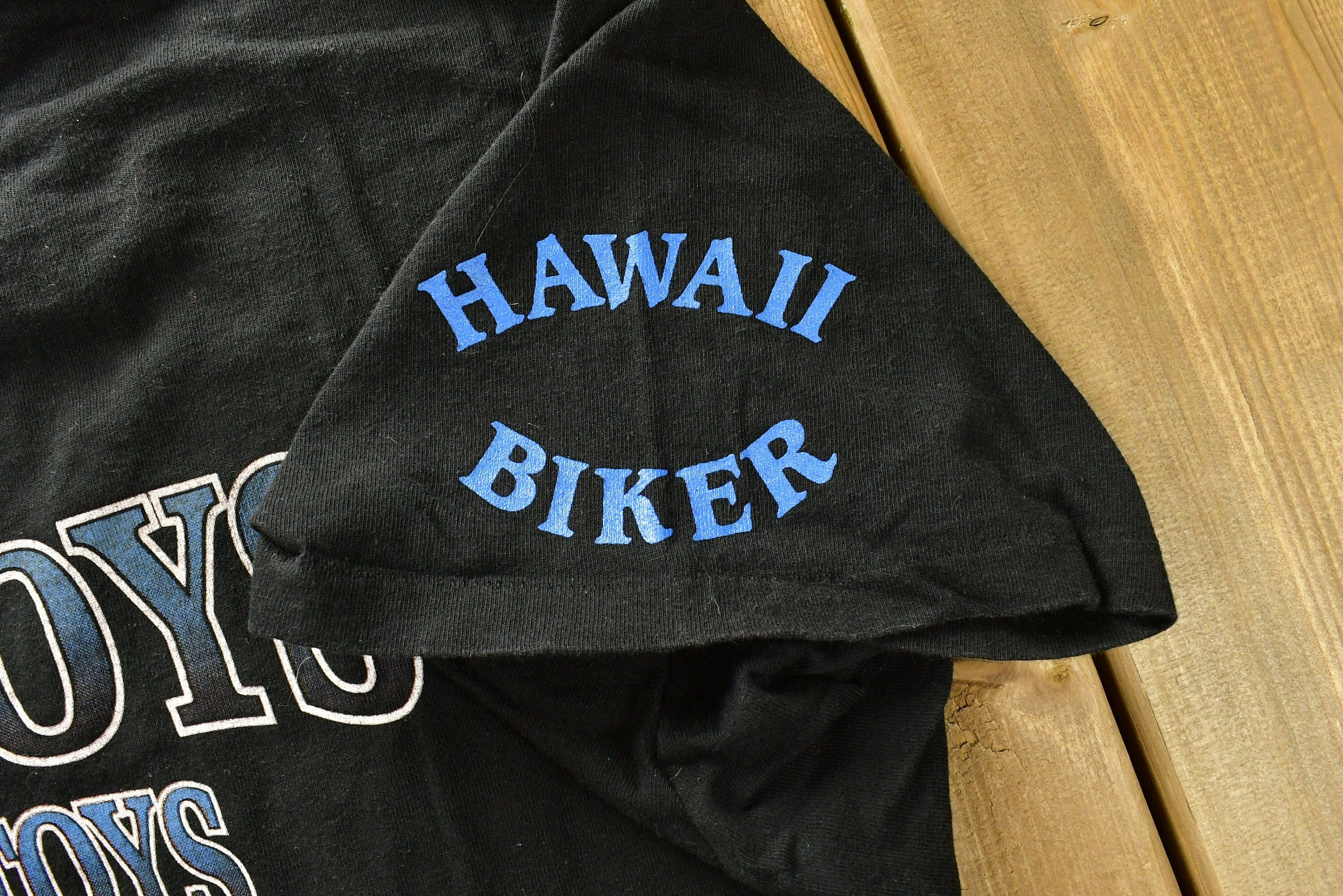 Vintage 1993 3D Emblem Hawaii Biker Loud Pipes T-Shirt - Image 4