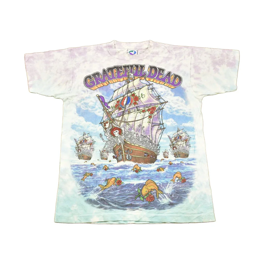 Vintage 1993 Grateful Dead Ship Of Fools All Over Print Pirate T-shirt Men's Large