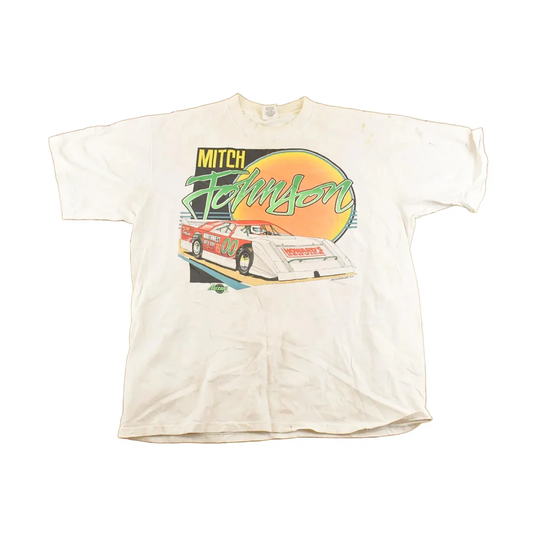 Vintage 1993 Mitch Johnson Thrashed Racing T-Shirt Men's XL