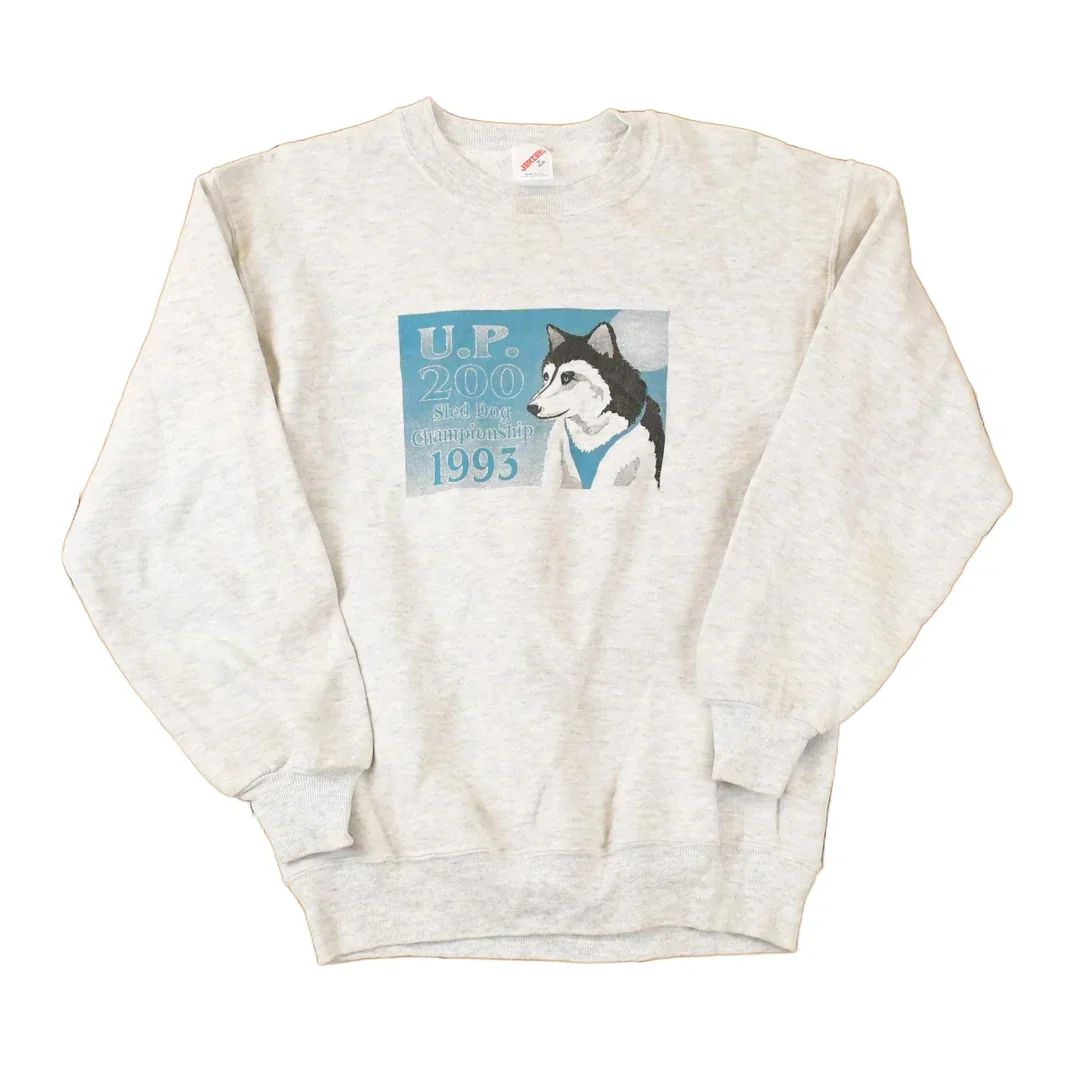 Vintage 1993 Sled Dog Championship Graphic Print Crewneck Sweatshirt Mens L