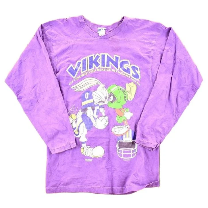 Vintage 1993 Vikings Bugs Bunny Marvin The Martian NFL Cartoon Crewneck Sweatshirt Men's S