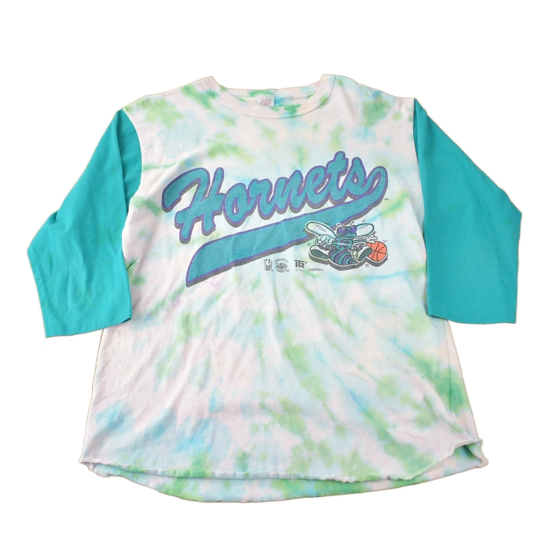 Vintage 1994 Charlotte Hornets NBA Basketball Tie Dye Graphic T-Shirt Men's L