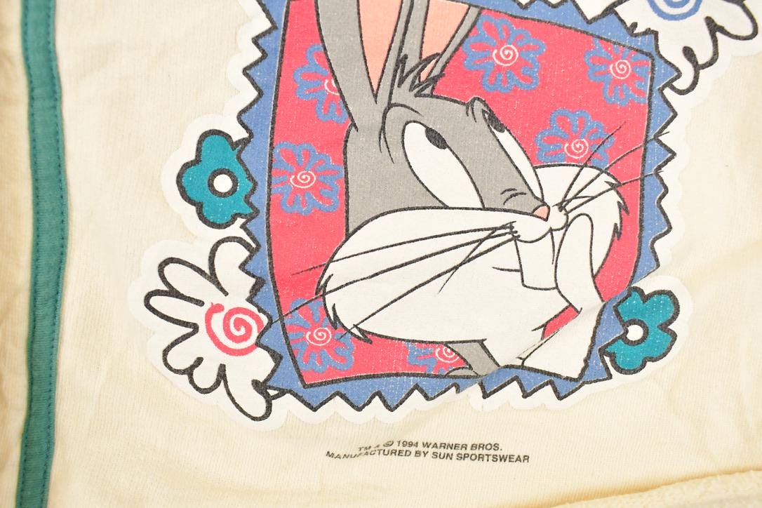 Vintage 1994 Warner Bros Looney Tunes Bugs Bunny Button Up Baseball Jersey Women's L - Image 3