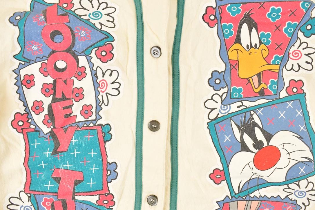 Vintage 1994 Warner Bros Looney Tunes Bugs Bunny Button Up Baseball Jersey Women's L - Image 4