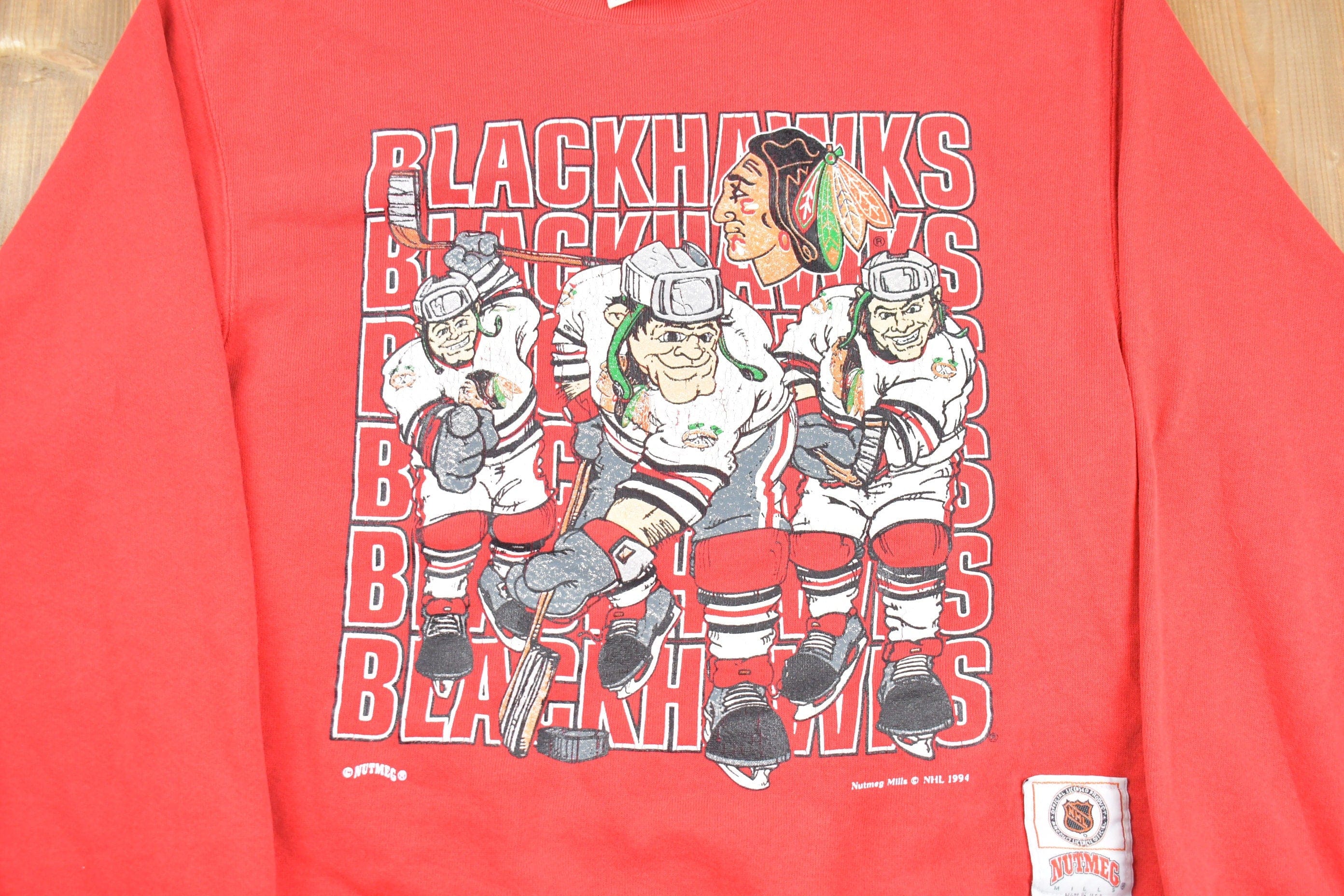 Vintage 1994s Chicago Blackhawks NHL Crewneck Sweatshirt Men's Small - Image 4