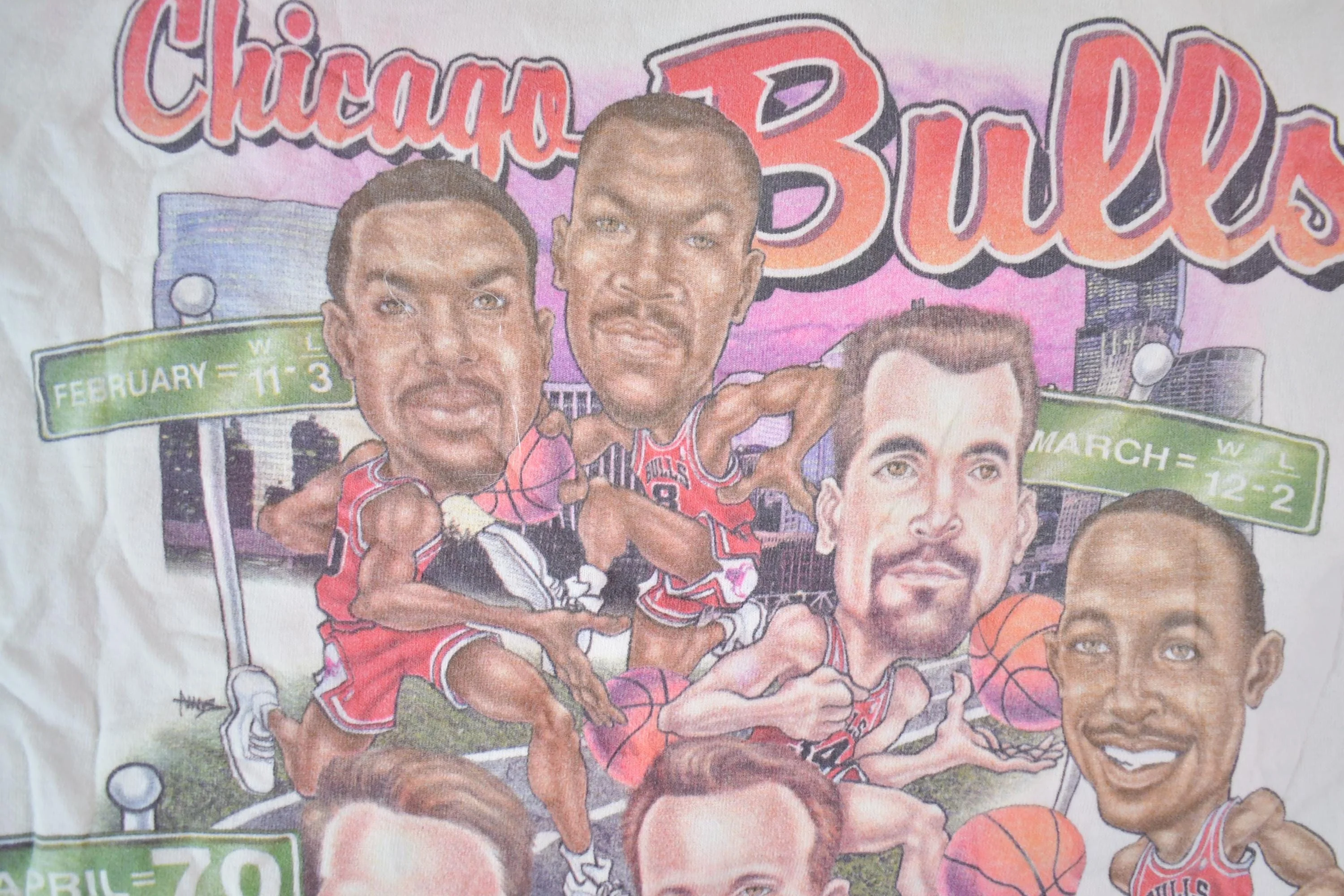 Vintage 1995 1996 Chicago Bulls NBA Graphic T-Shirt Men's S - Image 5