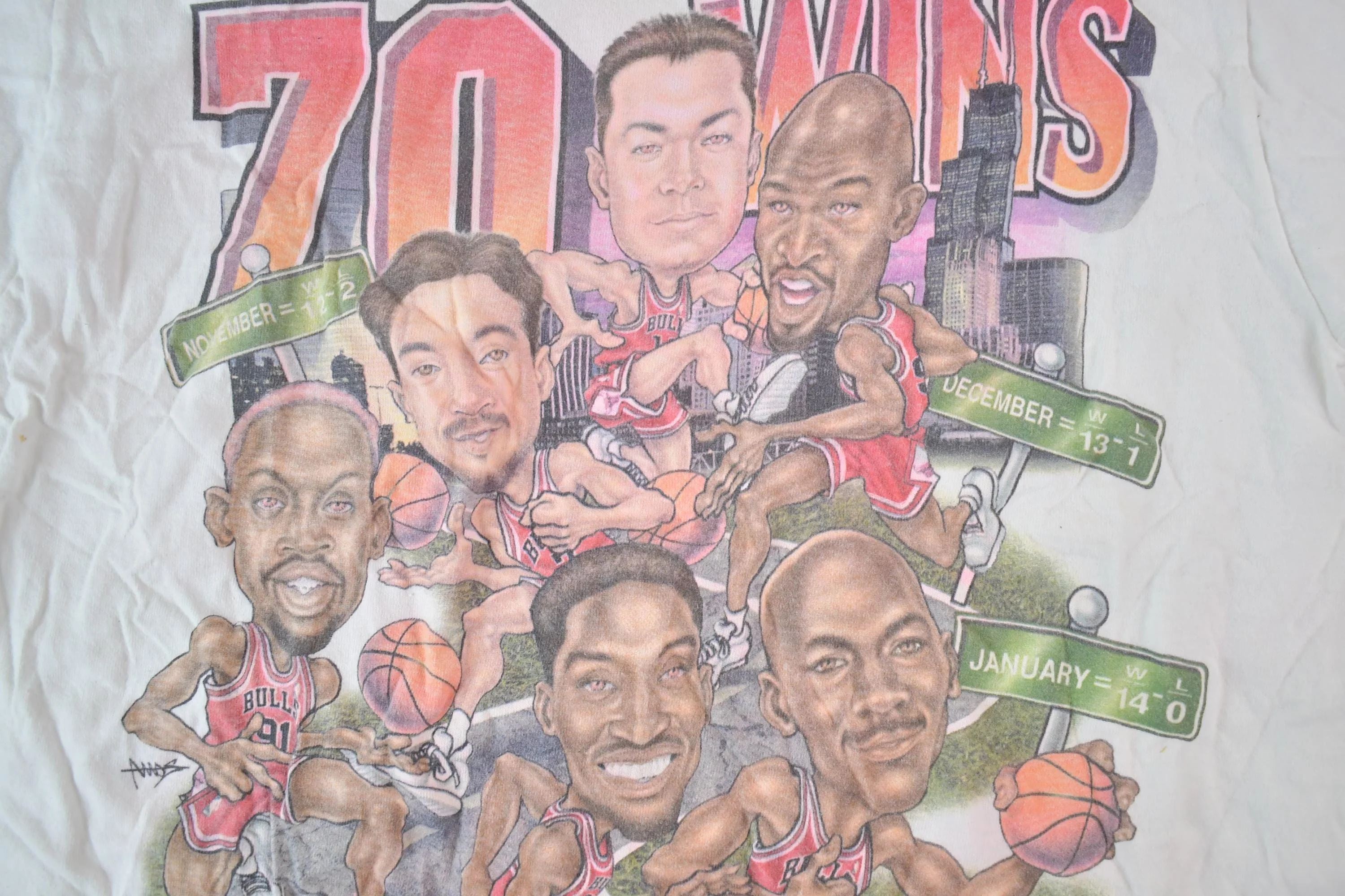 Vintage 1995 1996 Chicago Bulls NBA Graphic T-Shirt Men's S - Image 8