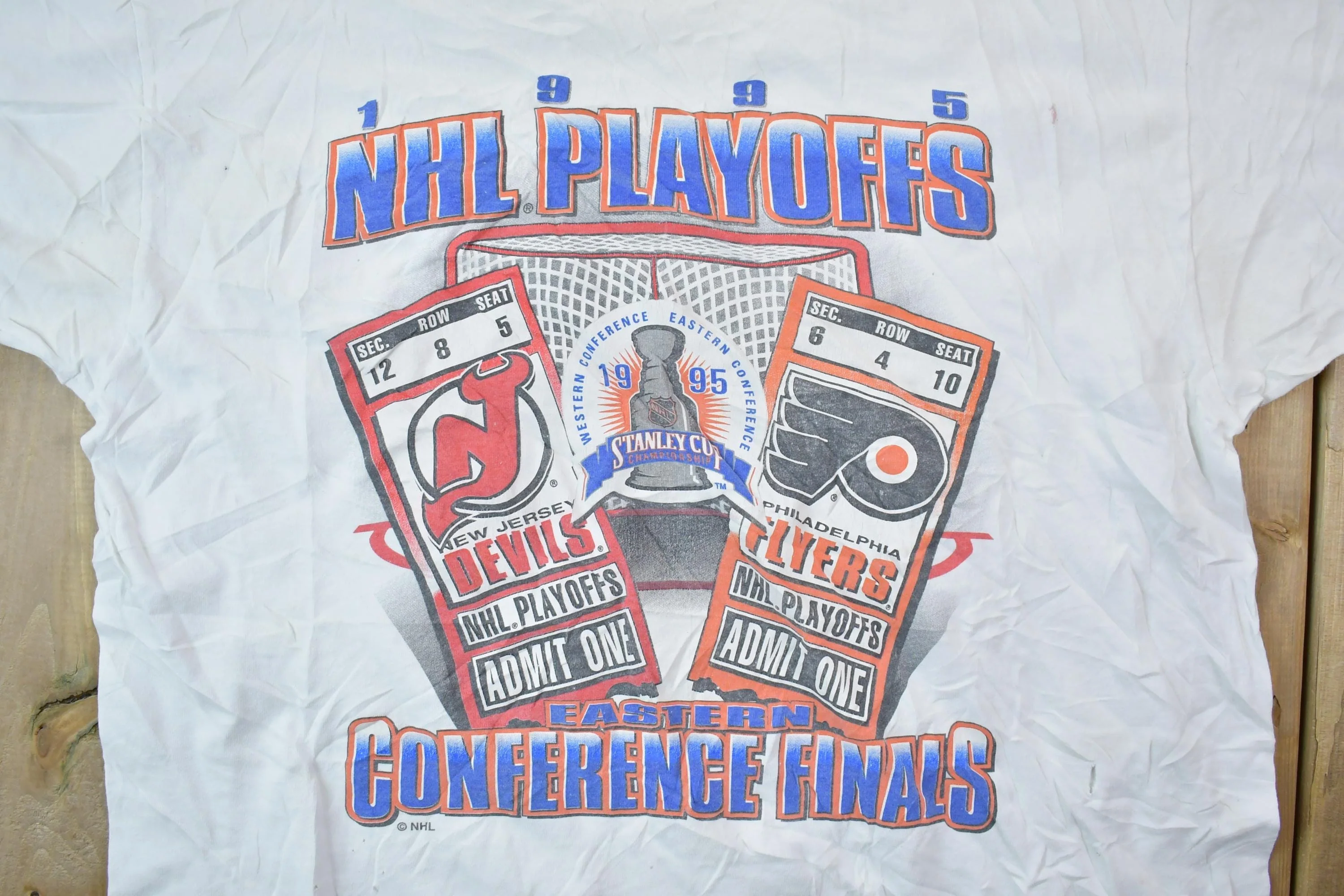 Vintage 1995 NHL Playoffs Eastern Conference Graphic T-Shirt Men's XL - Image 4