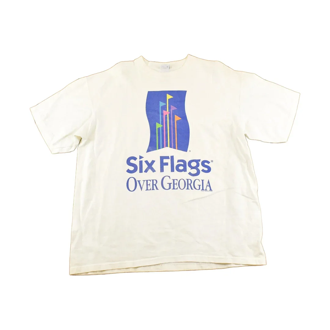 Vintage 1995 Six Flags Georgia Souvenir Travel T-Shirt Men's XL