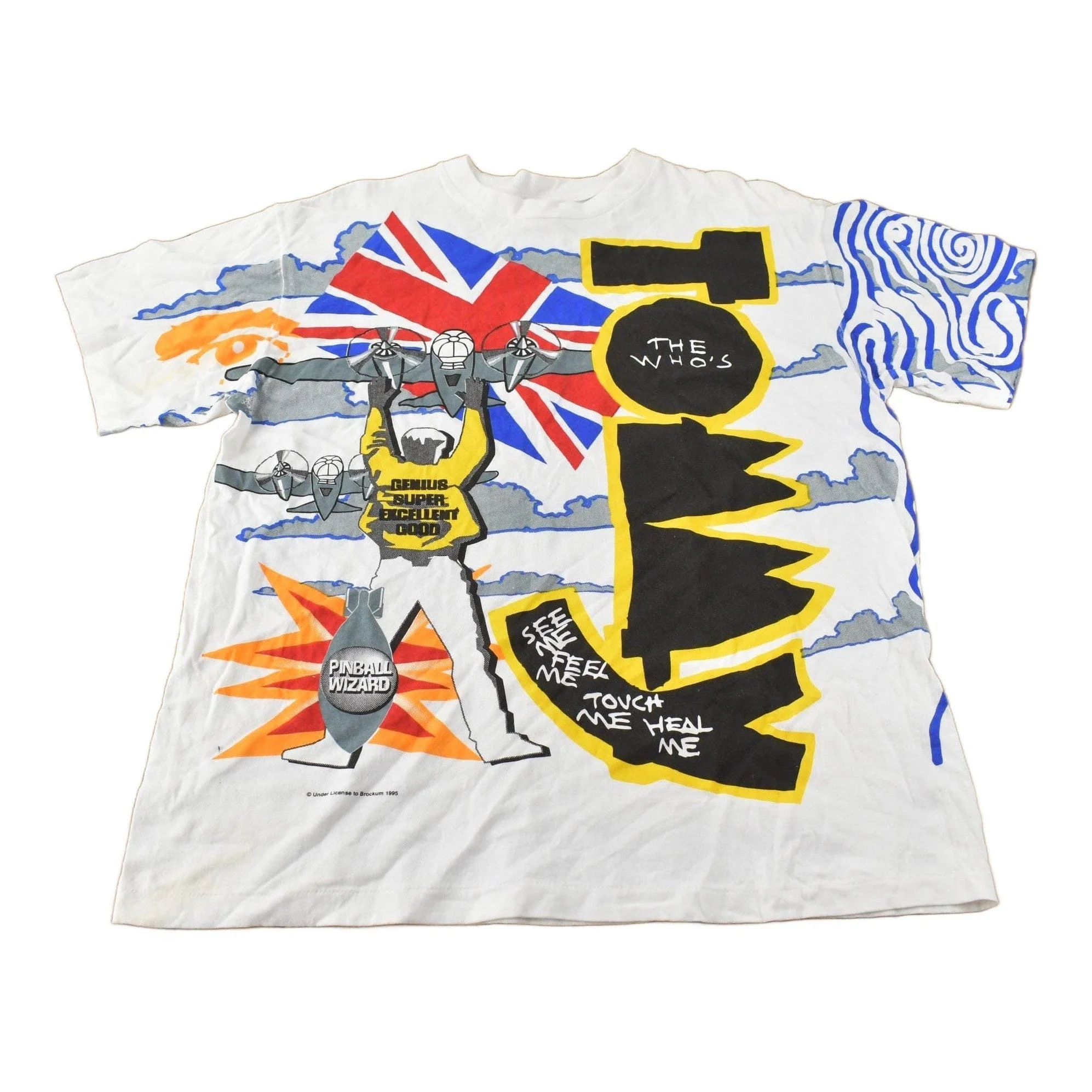 Vintage 1995 The Who Tommy Pinball Wizard AOP Graphic Single Stitch Band Tee Men's Large