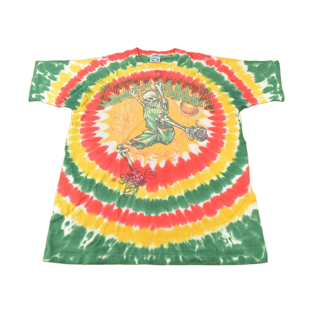 Vintage 1996 Grateful Dead Lithuania Lithuanian Basketball Team tie Dye Band T-Shirt