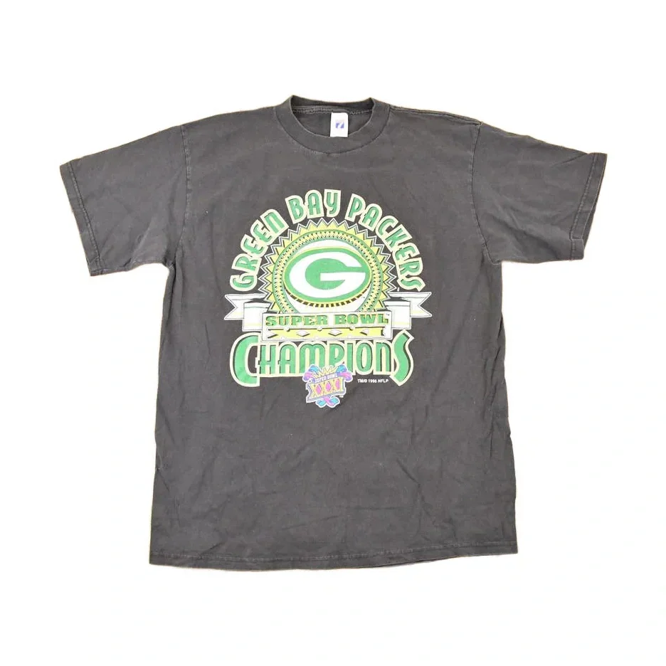 Vintage 1996 Logo 7 Green Bay Packers Super Bowl Champions NFL T-Shirt Men's L