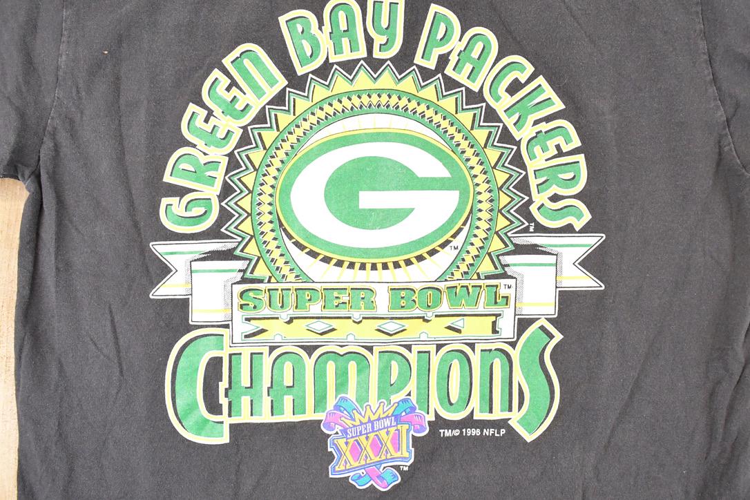 Vintage 1996 Logo 7 Green Bay Packers Super Bowl Champions NFL T-Shirt Men's L - Image 3