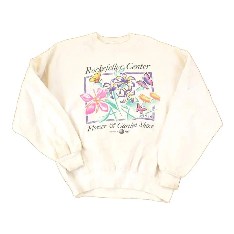 Vintage 1996 Rockefeller Centre Floral Graphic Print Crewneck Sweatshirt Women's L