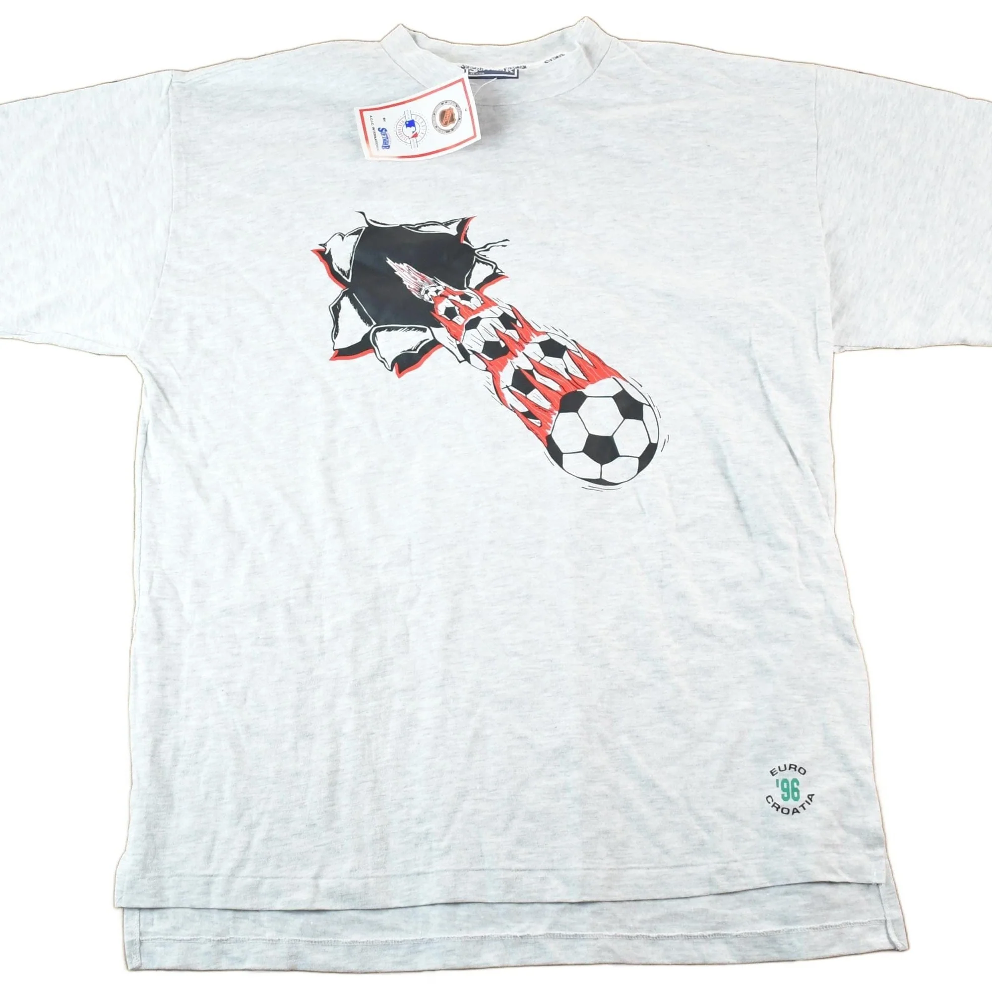 Vintage 1996 Softwear Deadstock Euro Croatia Souvenir Soccer T-Shirt Mens XL