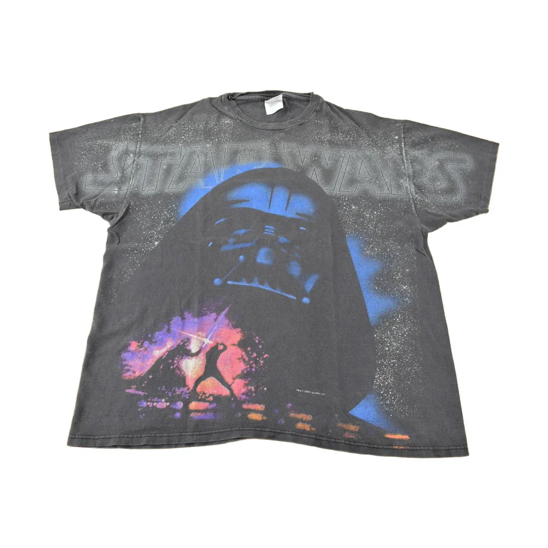 Vintage 1996 Star Wars Darth Vader All Over Print Graphic T-Shirt Size XL Made In USA