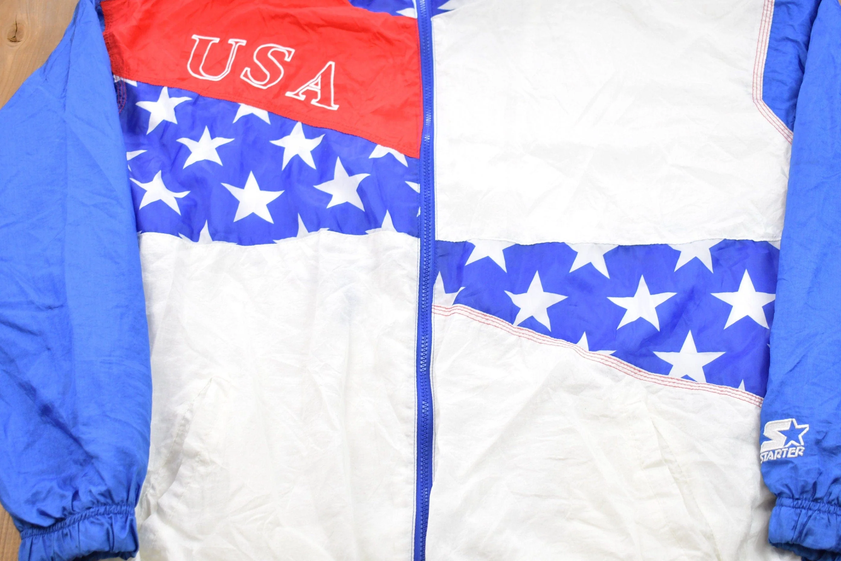 Vintage 1996 Starter USA Atlanta Olympic All Over Print Windbreaker Jacket Men's XL - Image 3