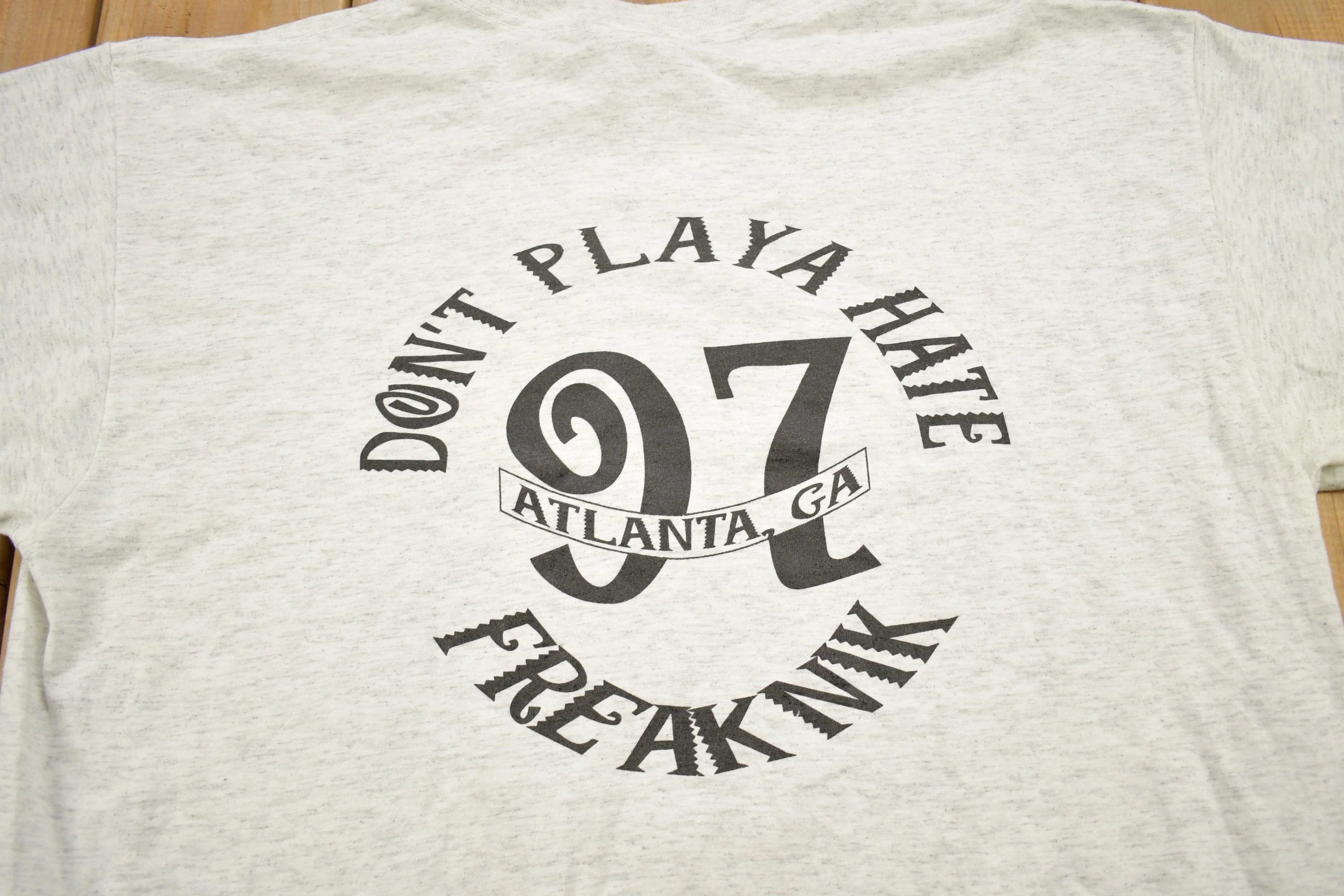 Vintage 1997 Freaknik Hotlanta Spring Break Collegiate Souvenir T-Shirt - Image 4