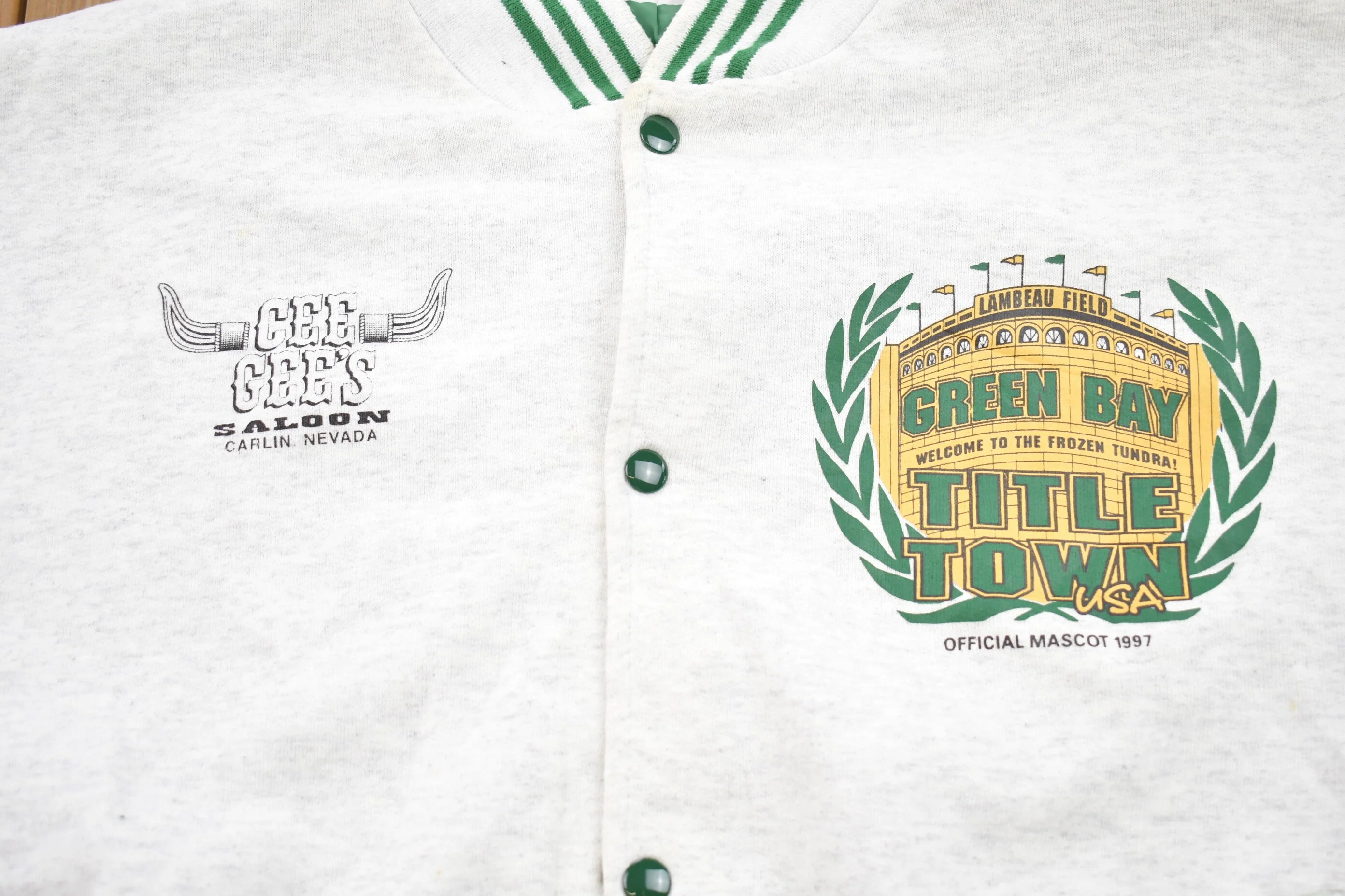 Vintage 1997 Green Bay Packers NFL Bomber Fleece Jacket Men's XL - Image 3