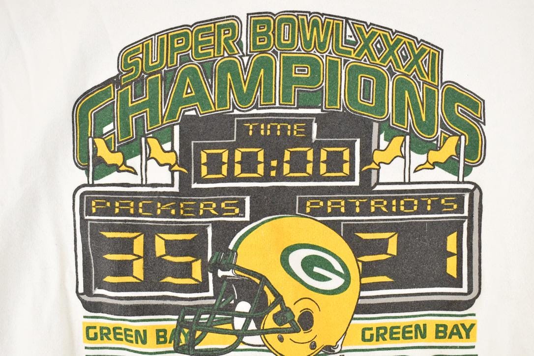 Vintage 1997 Green Bay Packers Super Bowl Champions Graphic Print NFL Football Crewneck Sweatshirt Men's L - Image 3