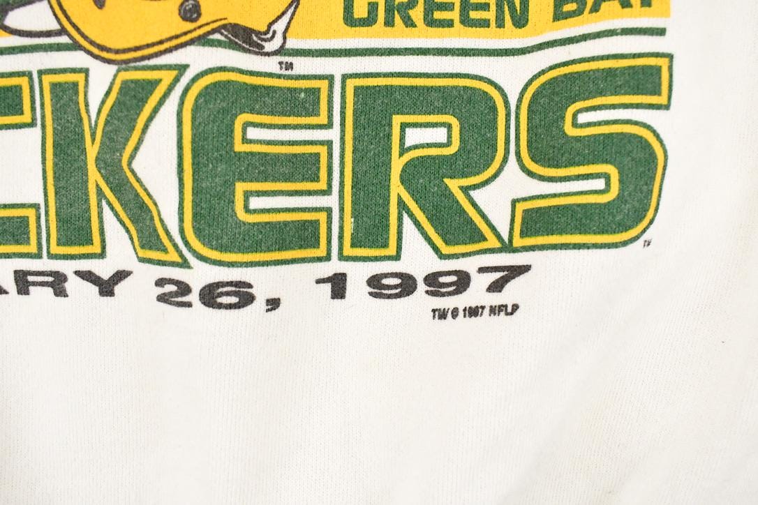Vintage 1997 Green Bay Packers Super Bowl Champions Graphic Print NFL Football Crewneck Sweatshirt Men's L - Image 4