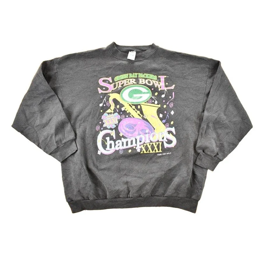 Vintage 1997 Green Bay Packers Super Bowl Champions NFL Crewneck Sweatshirt Men's L