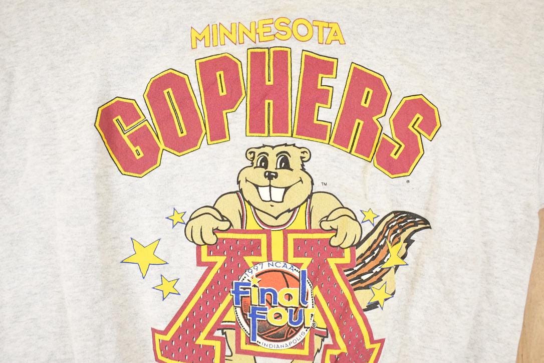 Vintage 1997 Minnesota Gophers Final Four Cartoon University Crewneck Sweater Men's L - Image 3