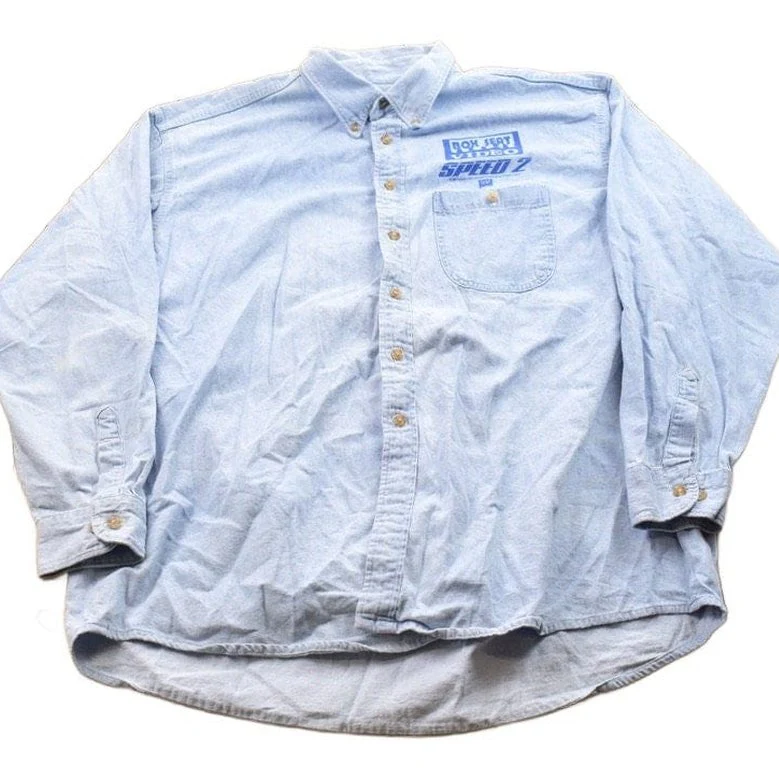 Vintage 1997 Speed 2 Box Seat Video Button Up Jean Shirt Men's 2XL