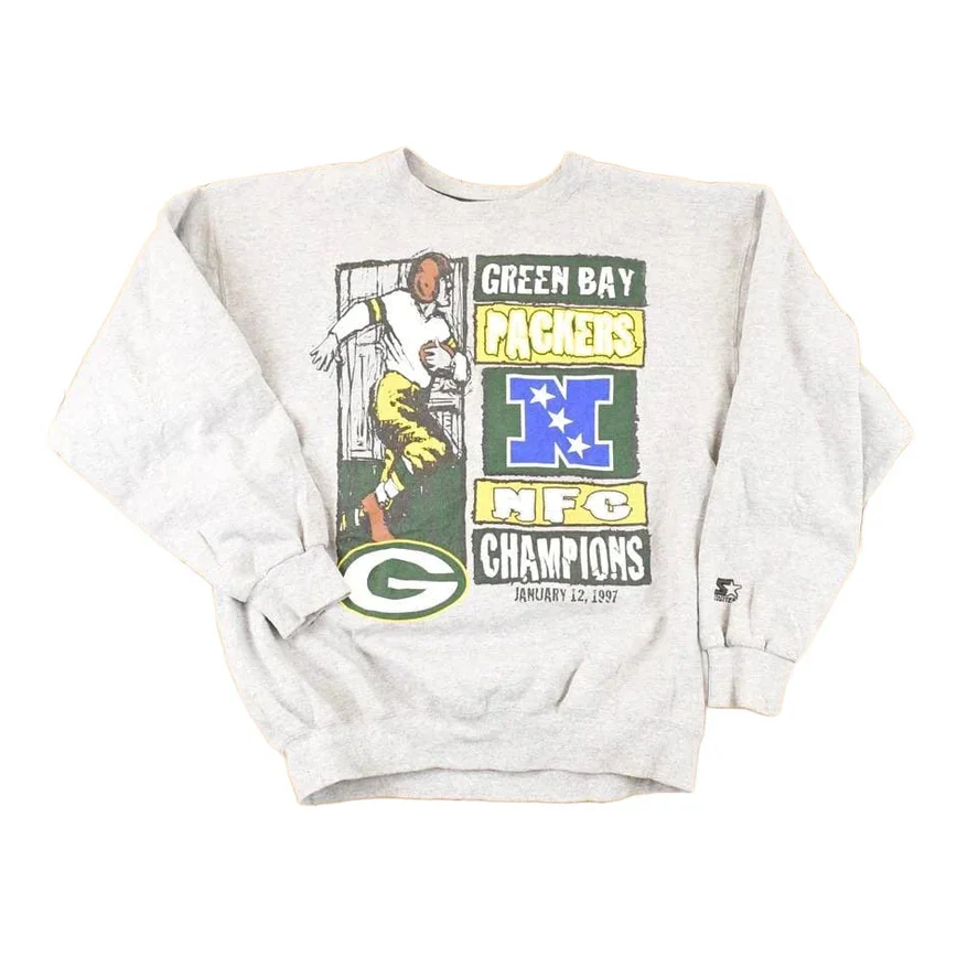 Vintage 1997 Starter Green Bay Packers NFC Championships NFL Crewneck Sweatshirt Mens L