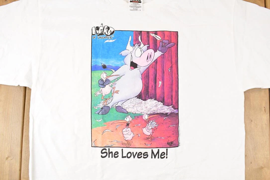 Vintage 1998 A Herd Of Laughter Souvenir Comedy T-Shirt Men's XL - Image 4