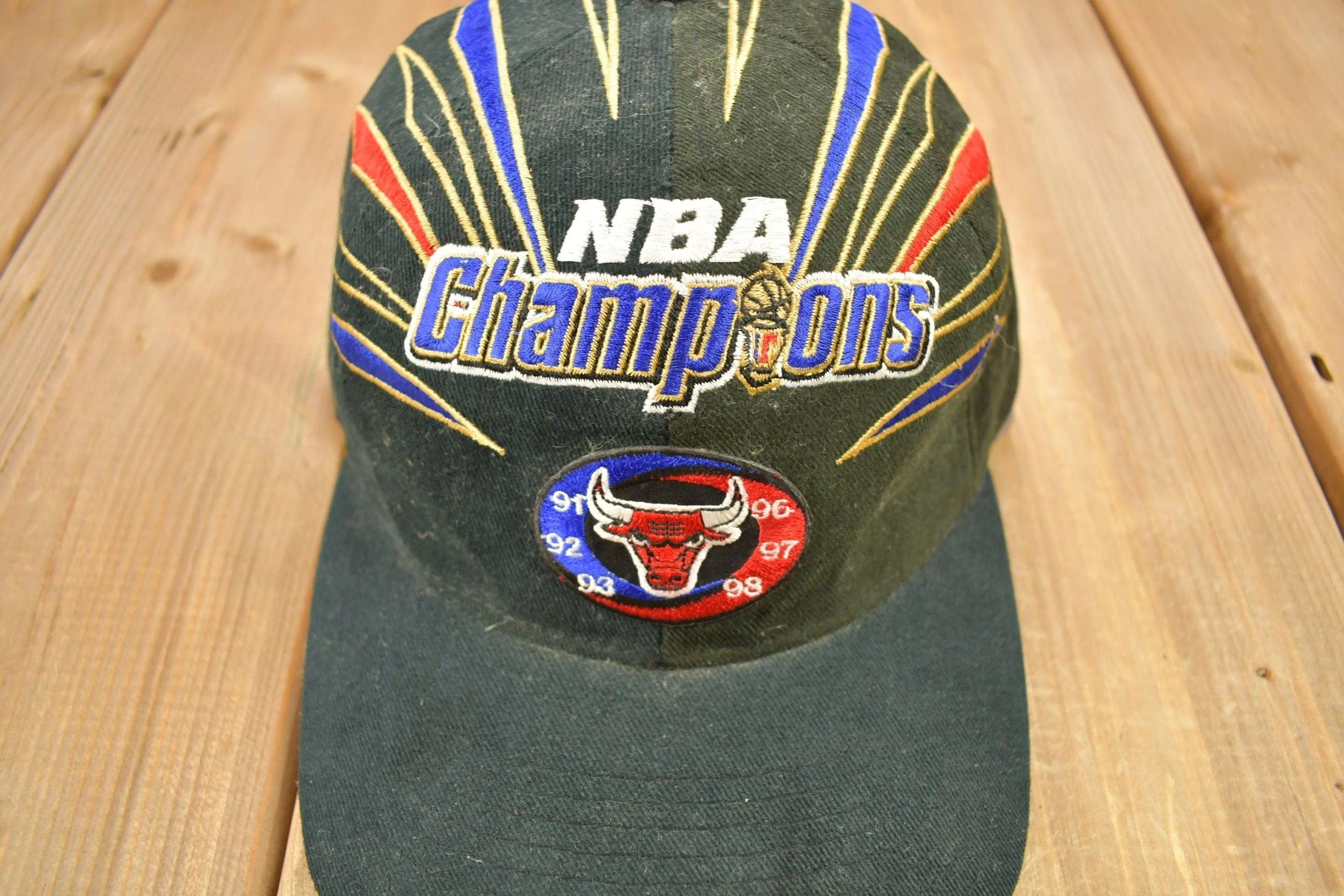 Vintage 1998 Chicago Bulls NBA Champions Starter Stripes Strap Back Hat - Image 8