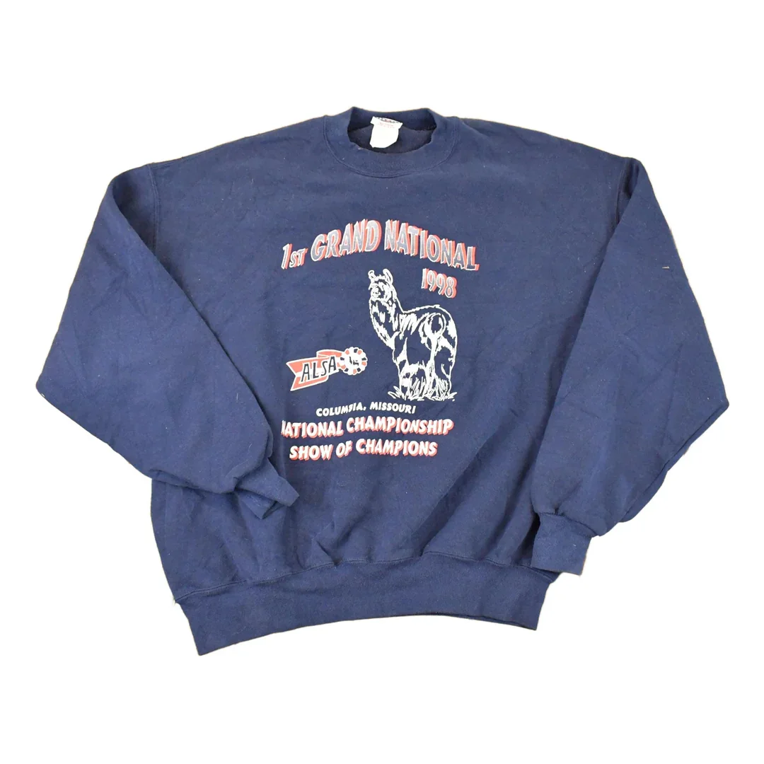 Vintage 1998 First Grand National Alsa LLama Graphic Print Crewneck Sweatshirt Mens L