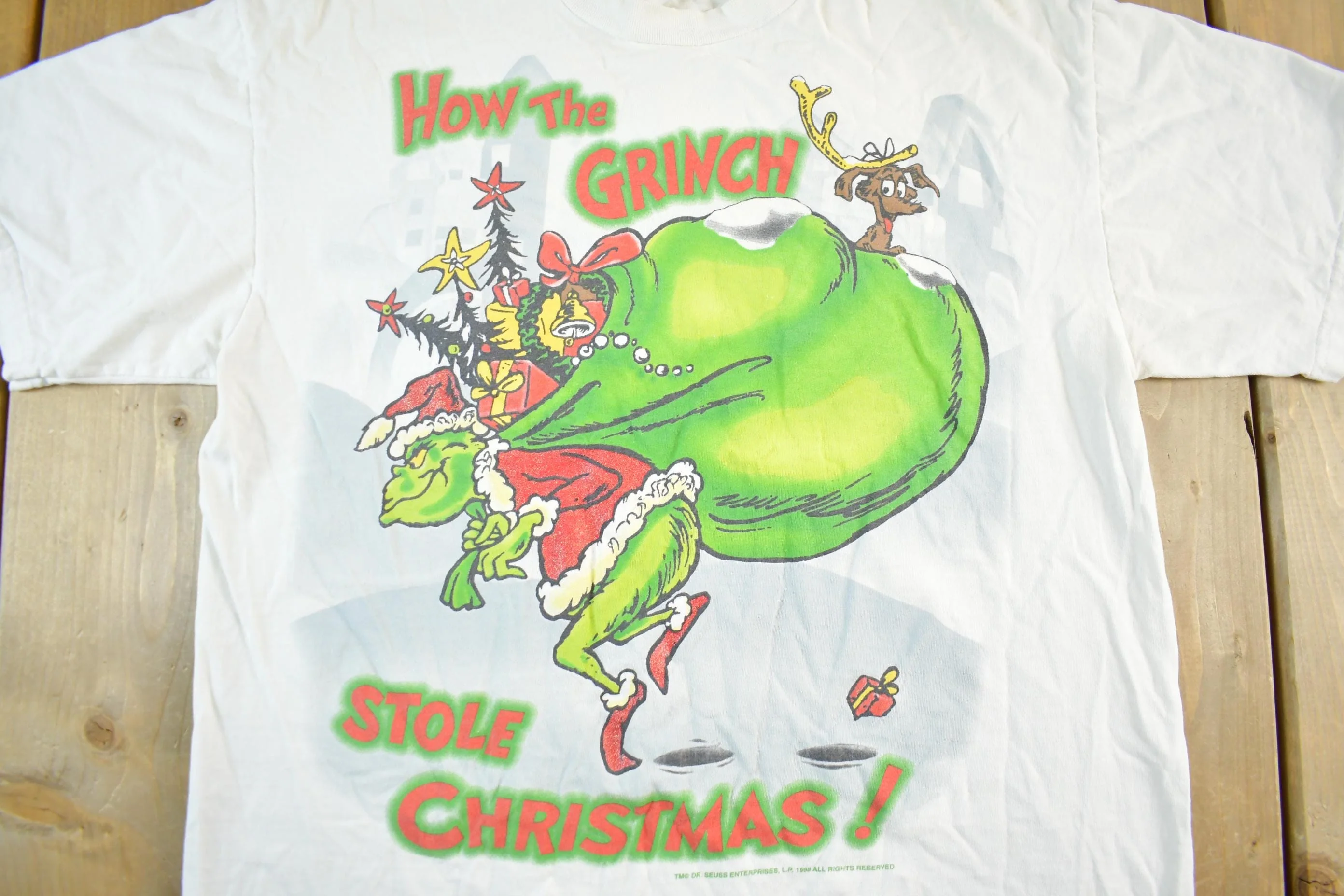 Vintage 1998 How The Grinch Stole Christmas Single T-Shirt Men's Large - Image 3