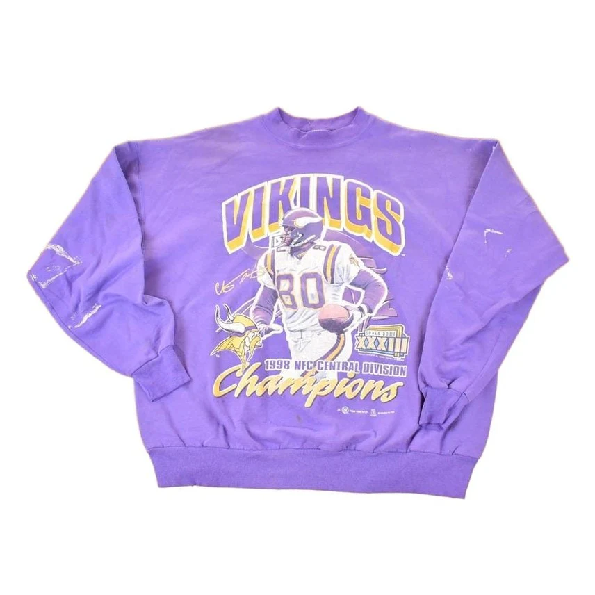 Vintage 1998 Minnesota Vikings Super Bowl Champions NFL Crewneck Sweatshirt Men's XL