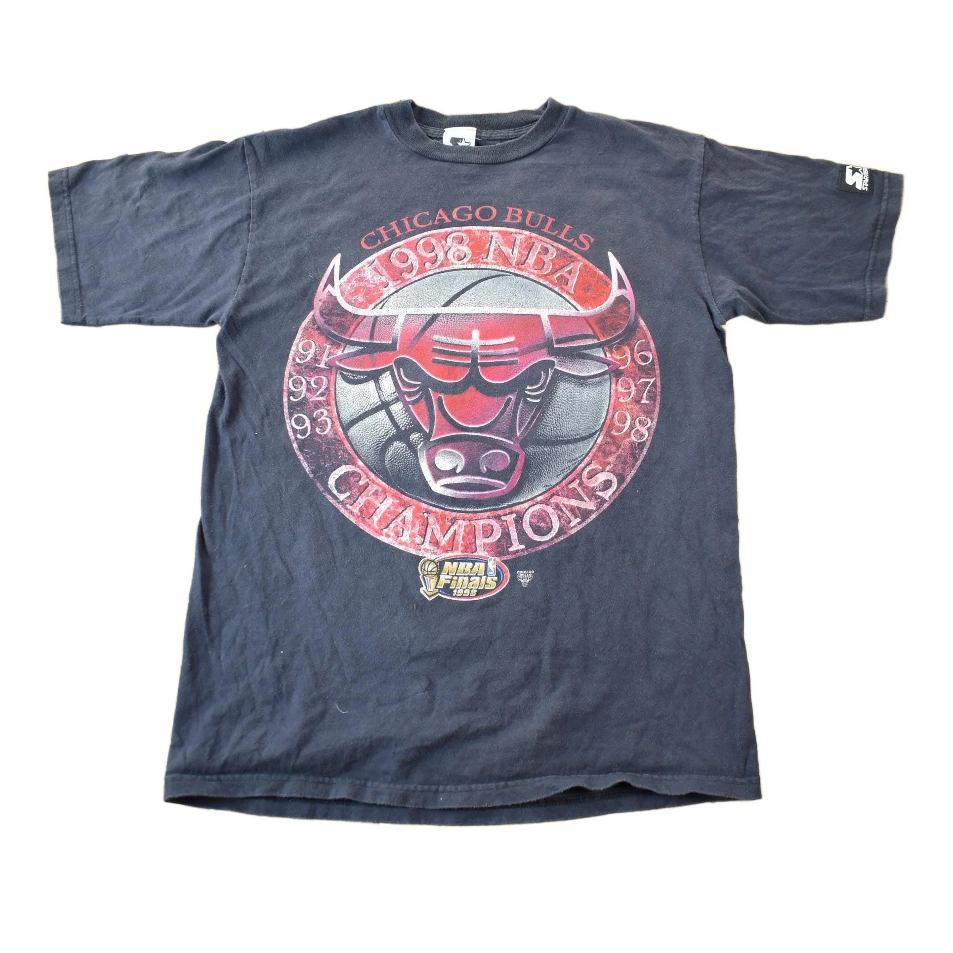 Vintage 1998 NBA Chicago Bulls Champions Graphic T-Shirt Men's Medium